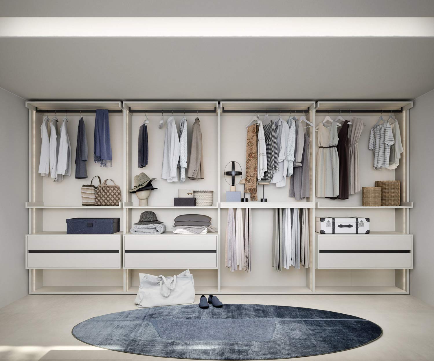 Hochwertiges Ankleidezimmer Luxus Weiss offen System Italien