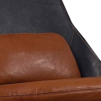 Prostoria Design Sessel Strain mit Leder Cognac Blau Grau