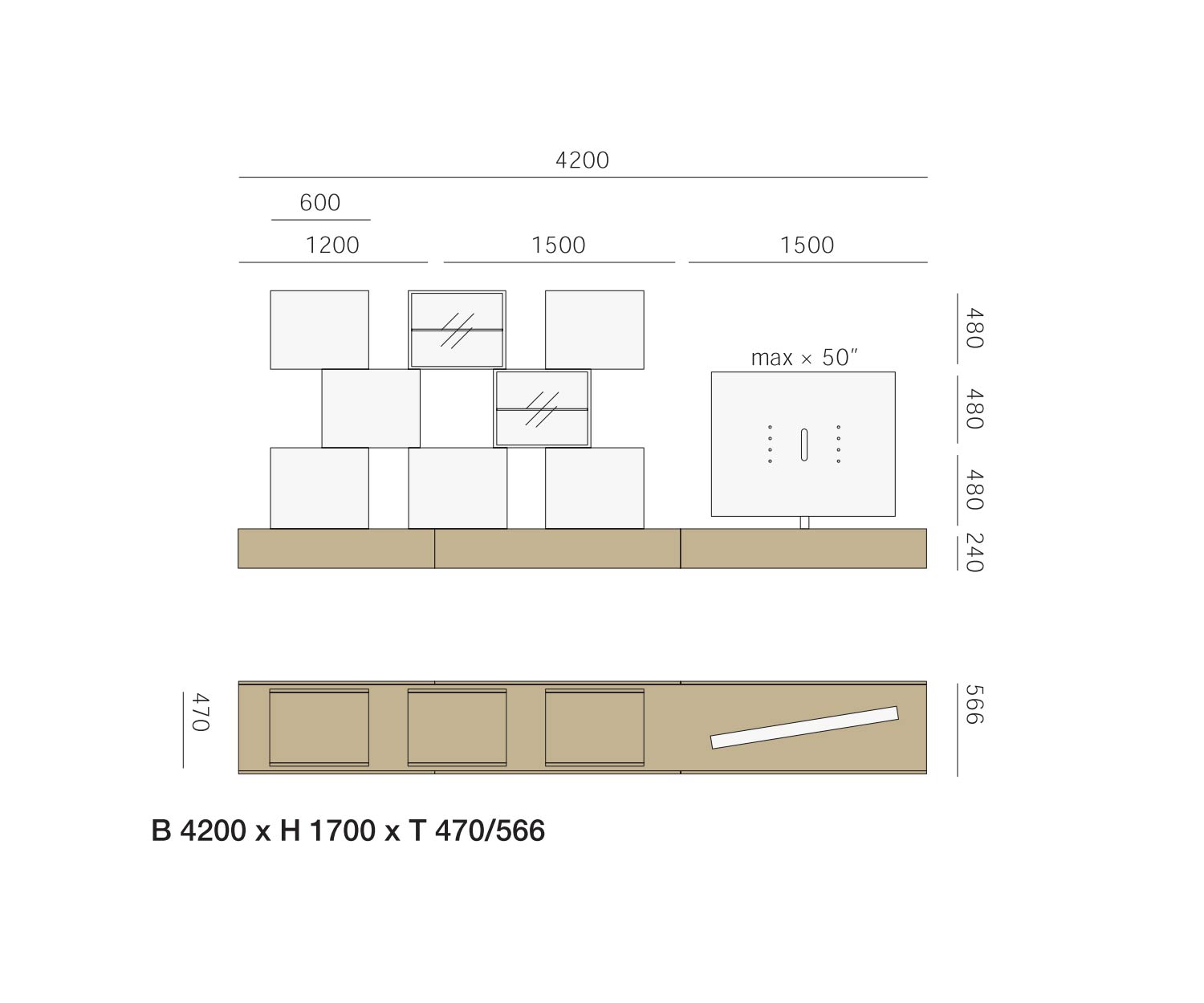 Livitalia Design wall unit C46 Dimensions Size Size details Sketch Livitalia Design wall unit C46 Dimensions Size Size details Sketch