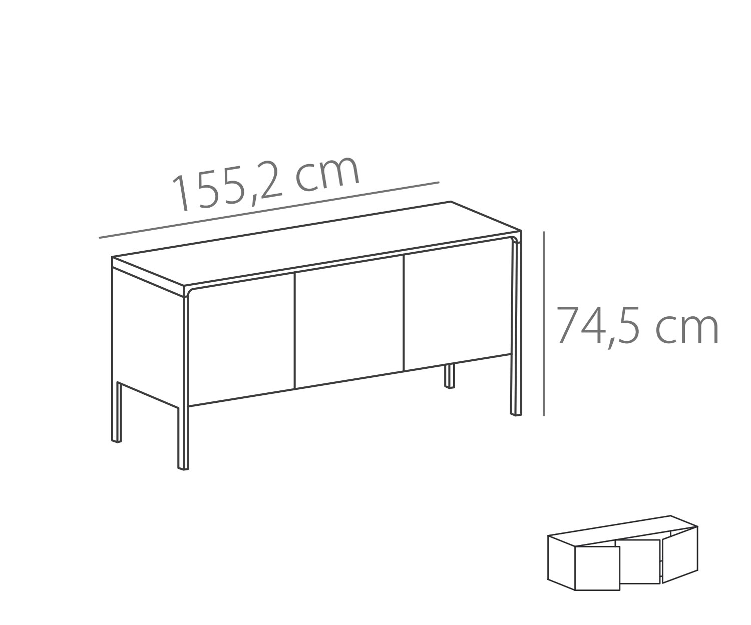 Punt Sideboard Tactile Tactile Oak White Tactile B 155 3 doors Sketch Punt Sideboard Tactile Tactile Oak White Tactile B 155 3 doors Sketch