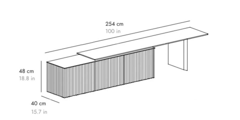 W 254 cm 3 doors under bench