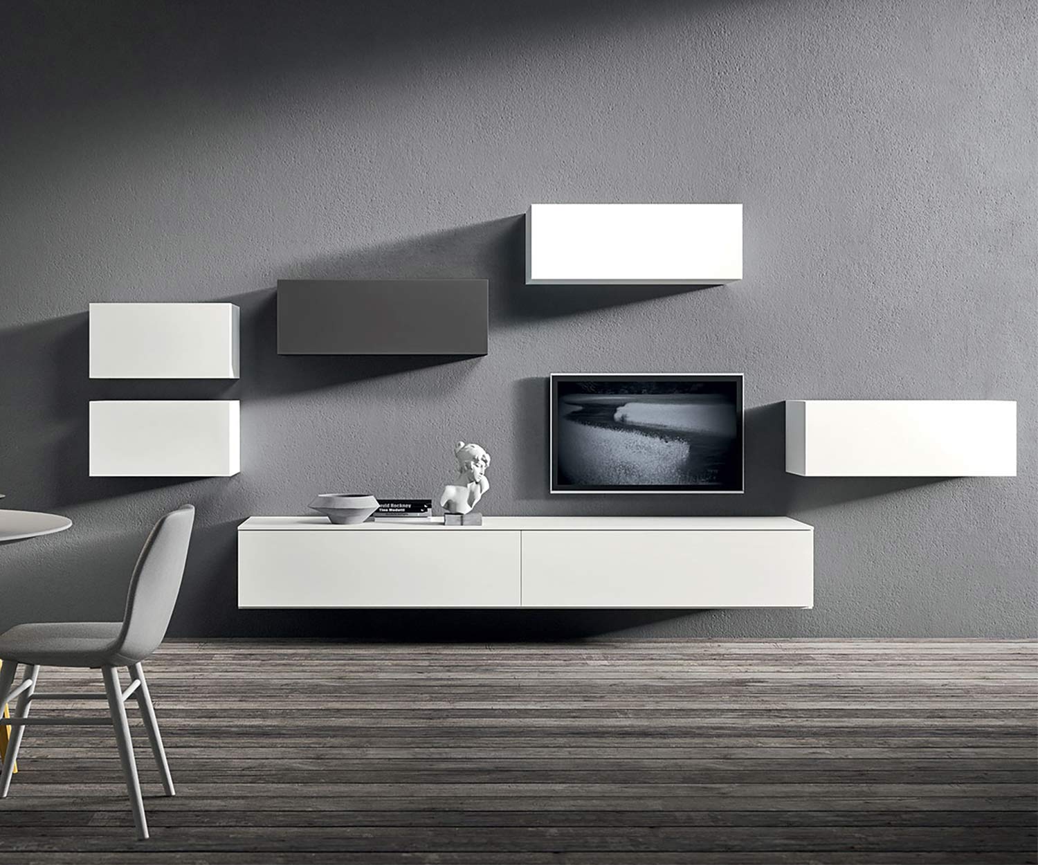 Hochwertige Design Wohnzimmer Hängeschränke Hochglanz in Weiß Hochwertige Design Wohnzimmer Hängeschränke Hochglanz in Weiß
