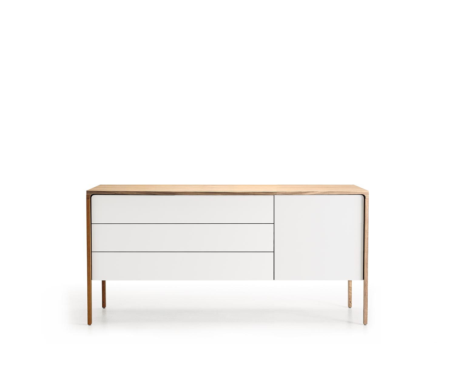 Punt Sideboard Tactile Tactile Oak White Tactile B 155 3 drawers + 1 door Punt Sideboard Tactile Tactile Oak White Tactile B 155 3 drawers + 1 door