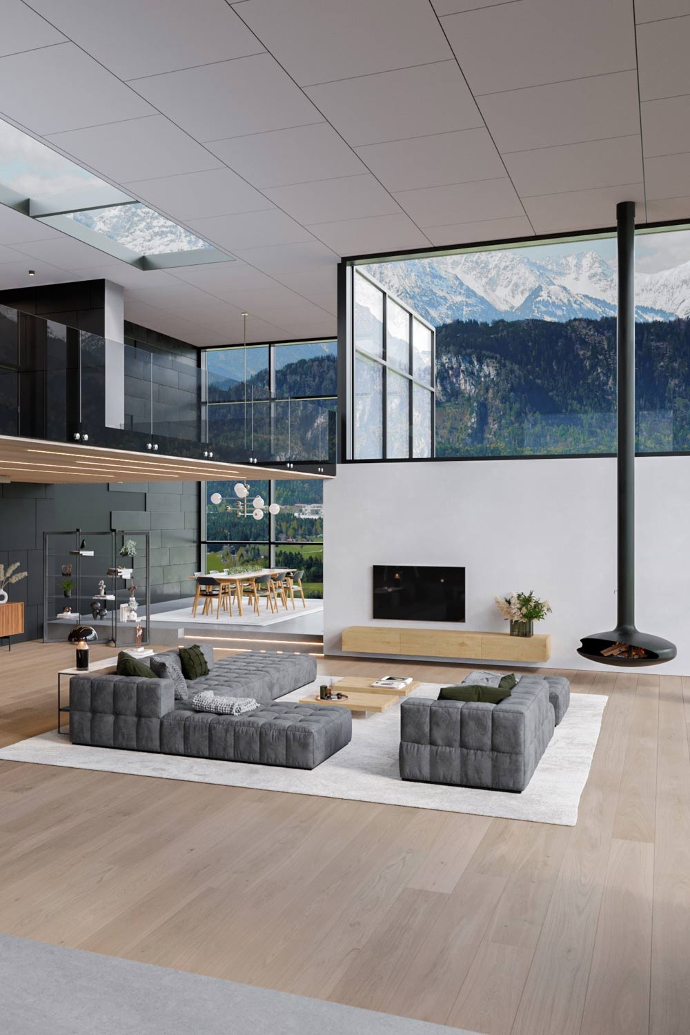 Wohnlandschaft in elegantem Grau