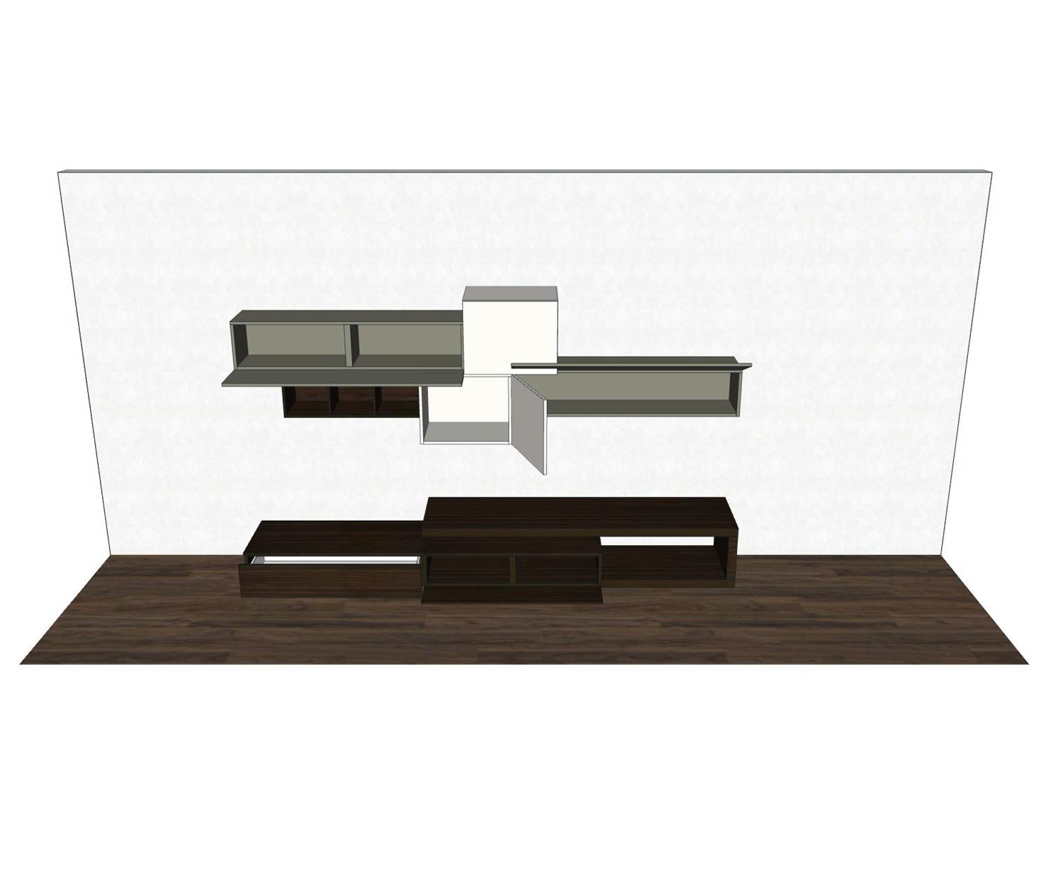 High-quality design wall unit C31 with open elements in coloured markings High-quality design wall unit C31 with open elements in coloured markings