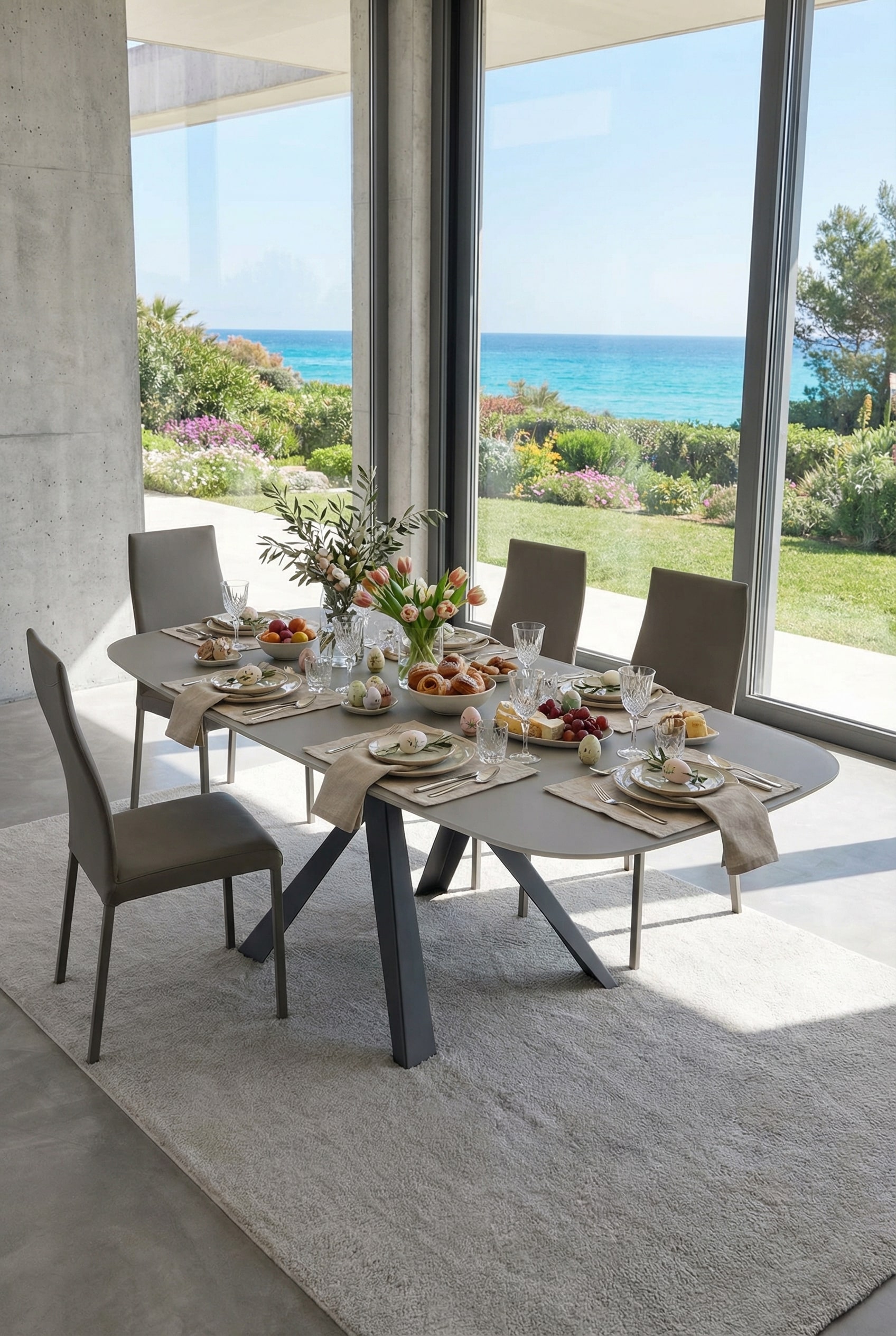 Ozzio Eettafel Bombo T246, een elegante uitschuiftafel met onzichtbare mechaniek in de luxe eetkamer