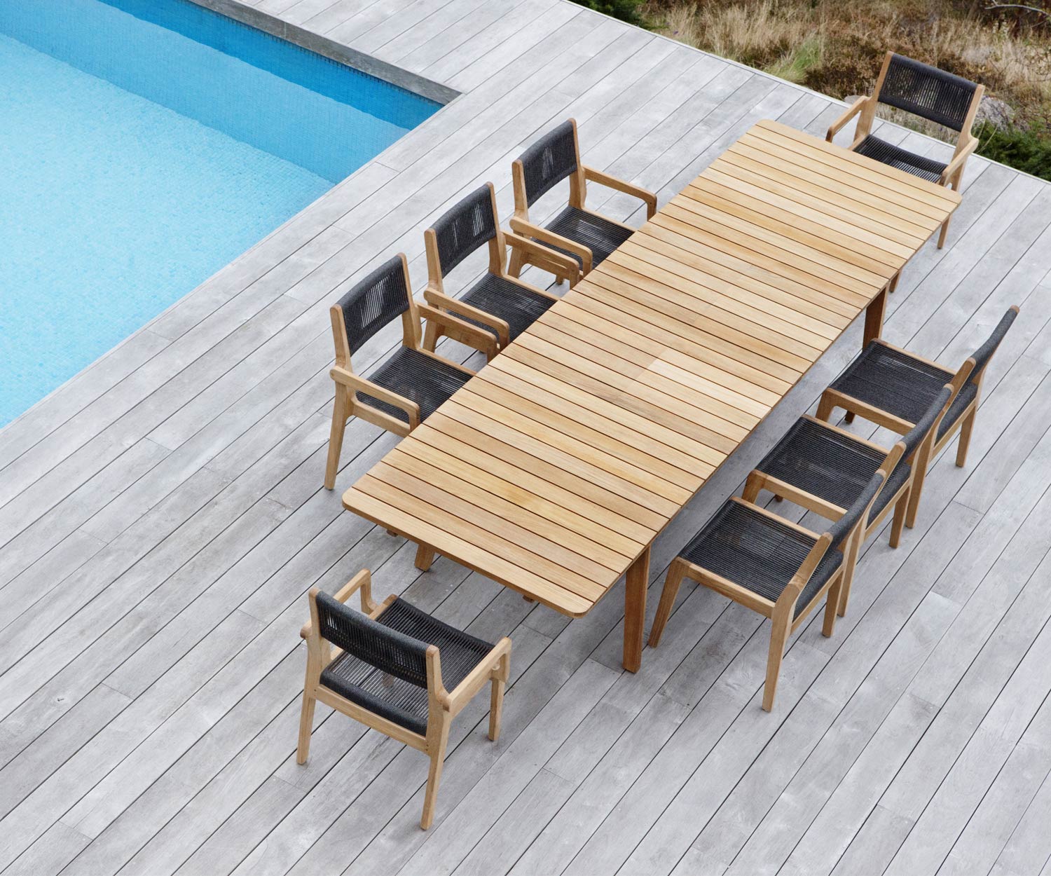 Modern Oasiq Skagen teak design patio table for up to 6 people