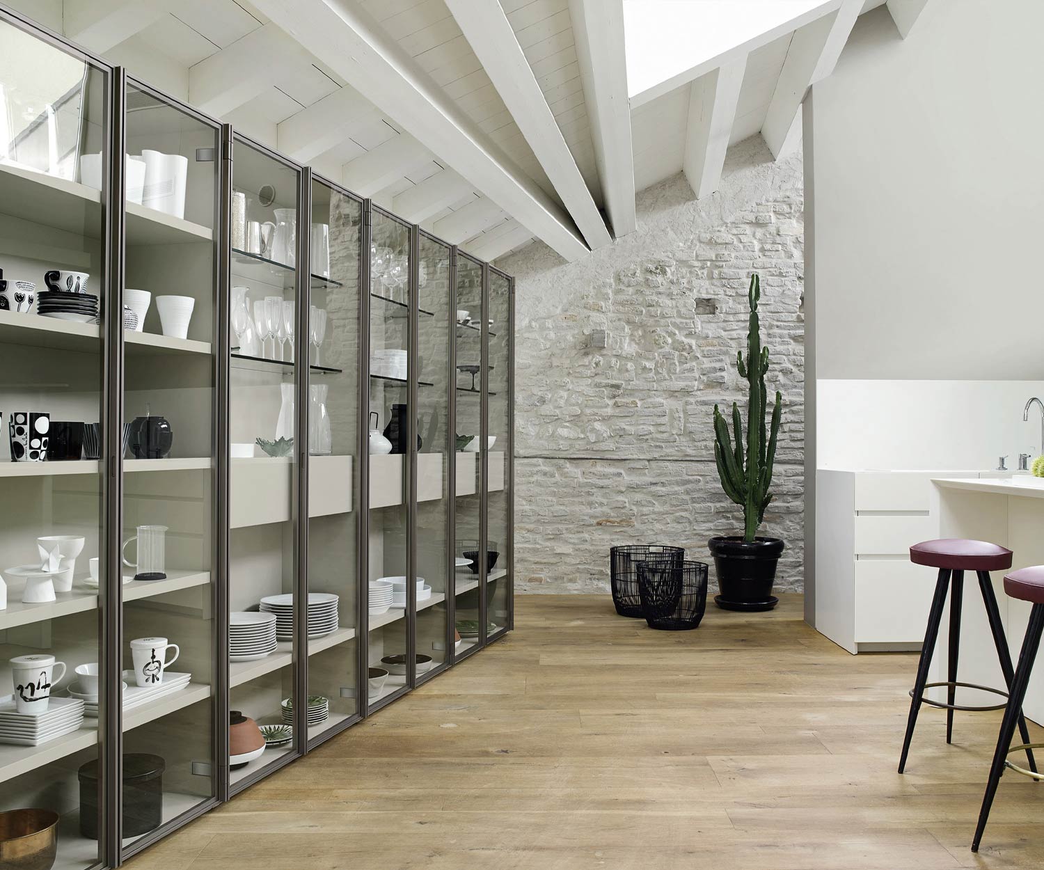 Modern Livitalia bookcase with glass cabinet C63 Modern Livitalia bookcase with glass cabinet C63