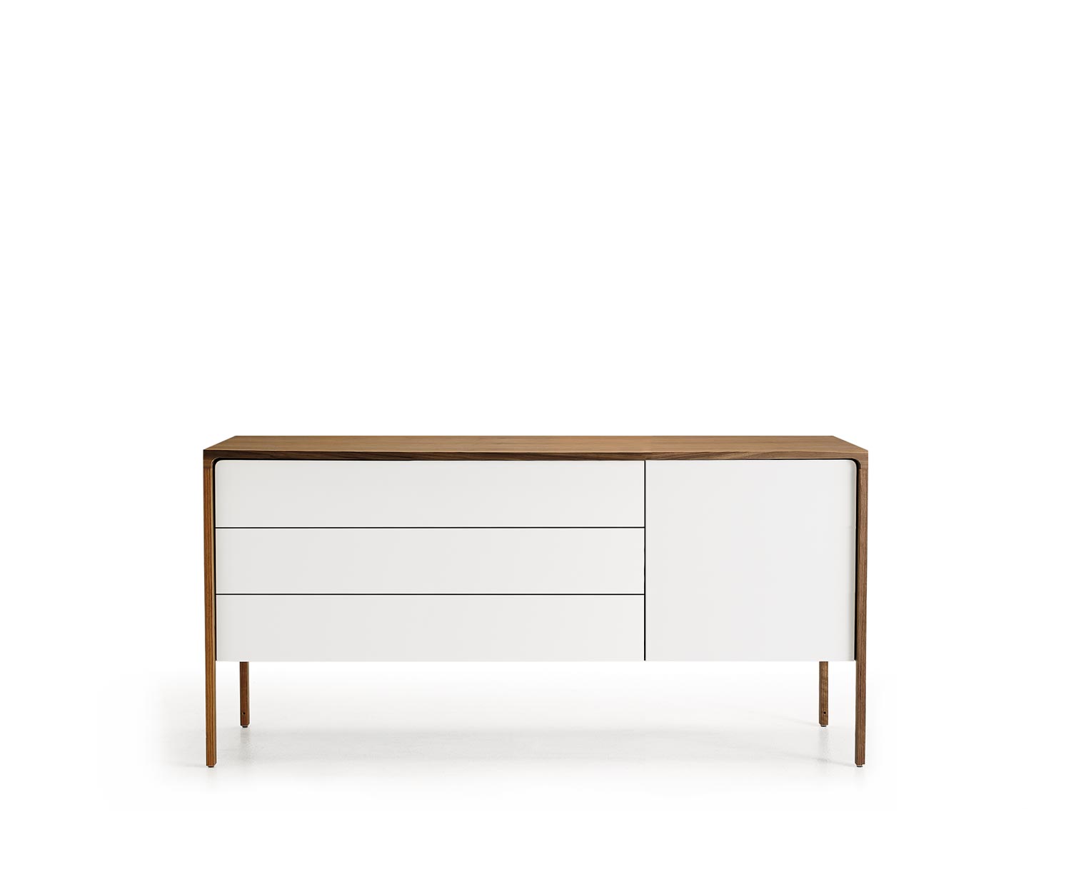 Punt Sideboard Tactile Tactile Walnuss Weiß Tactile B 155 3 Schubladen + 1 Tür
