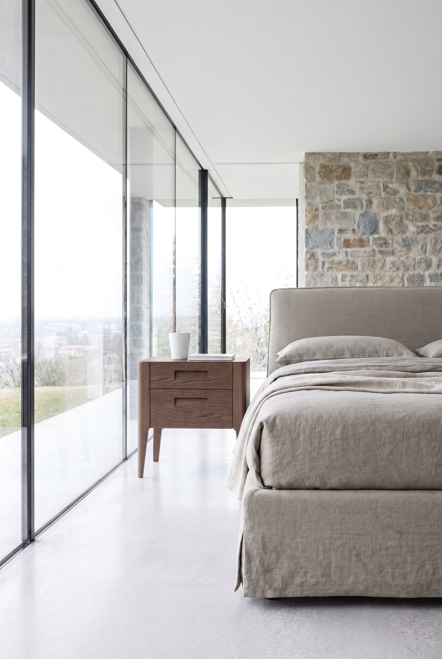 Novamobili Giotto Wooden Nightstand with two Drawers Novamobili Giotto Wooden Nightstand with two Drawers