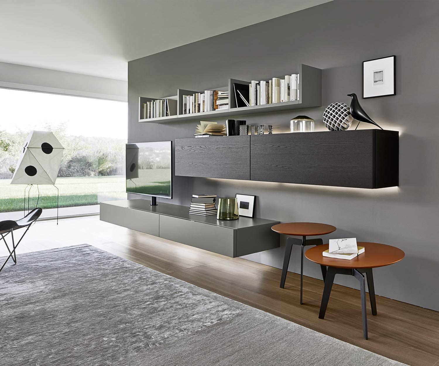 Exklusive Livitalia Design Wohnwand C60 Lowboard mit TV Halterung