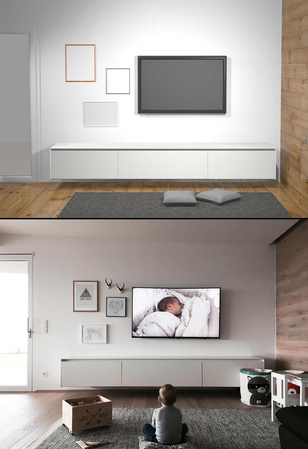 White TV lowboard White TV lowboard