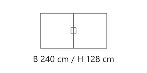 B 240 cm / H 128 cm / T 3,8 cm