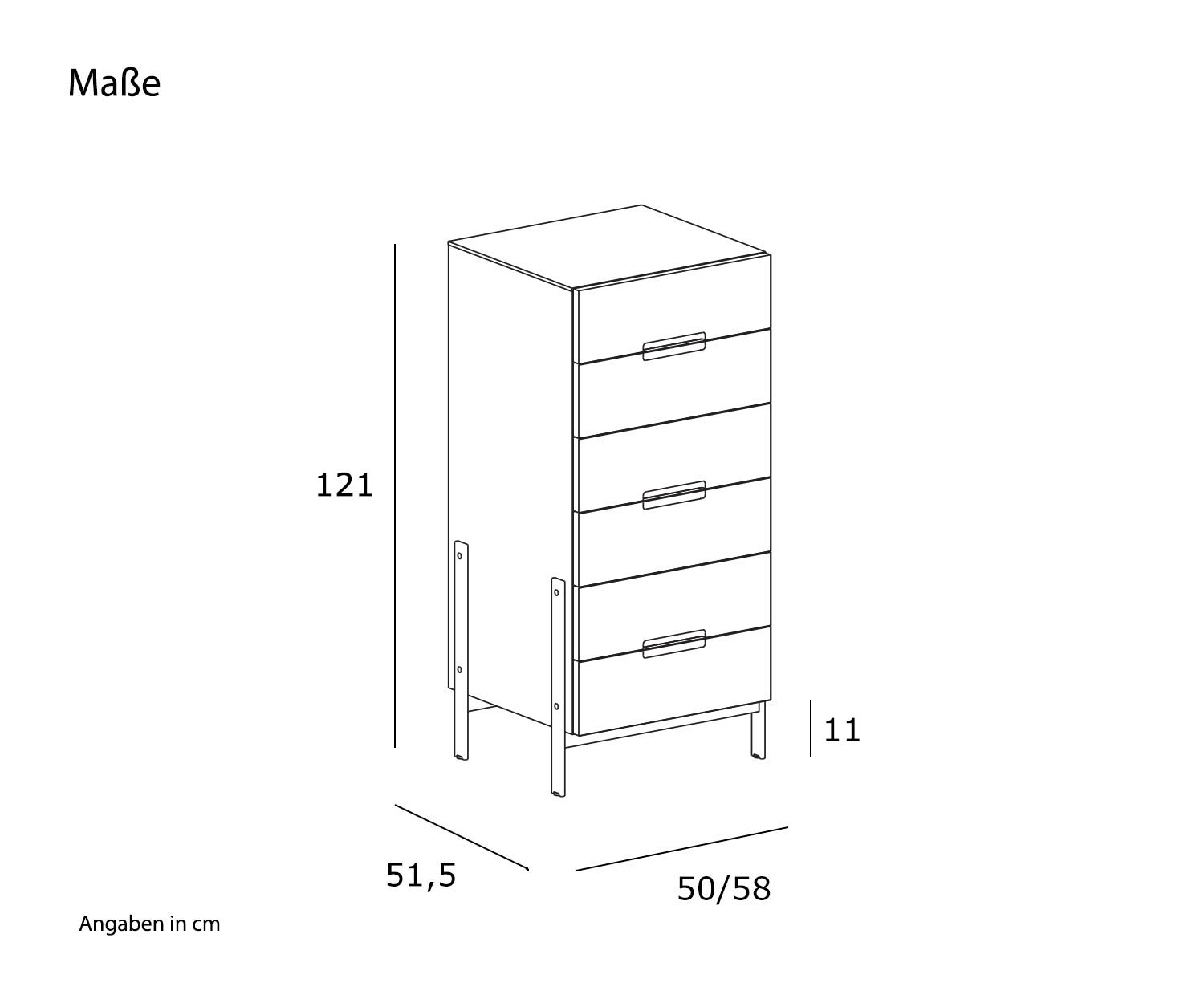 Novamobili Float high chest of drawers Sketch Dimensions Sizes