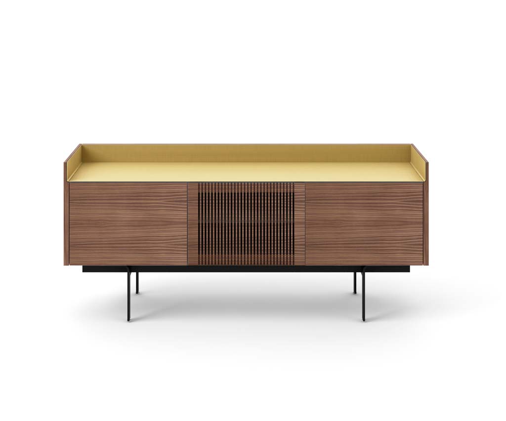 Punt Stockholm TV design lowboard sideboard feet wall hanging oak walnut aluminium gold rose bronze Punt Stockholm TV design lowboard sideboard feet wall hanging oak walnut aluminium gold rose bronze