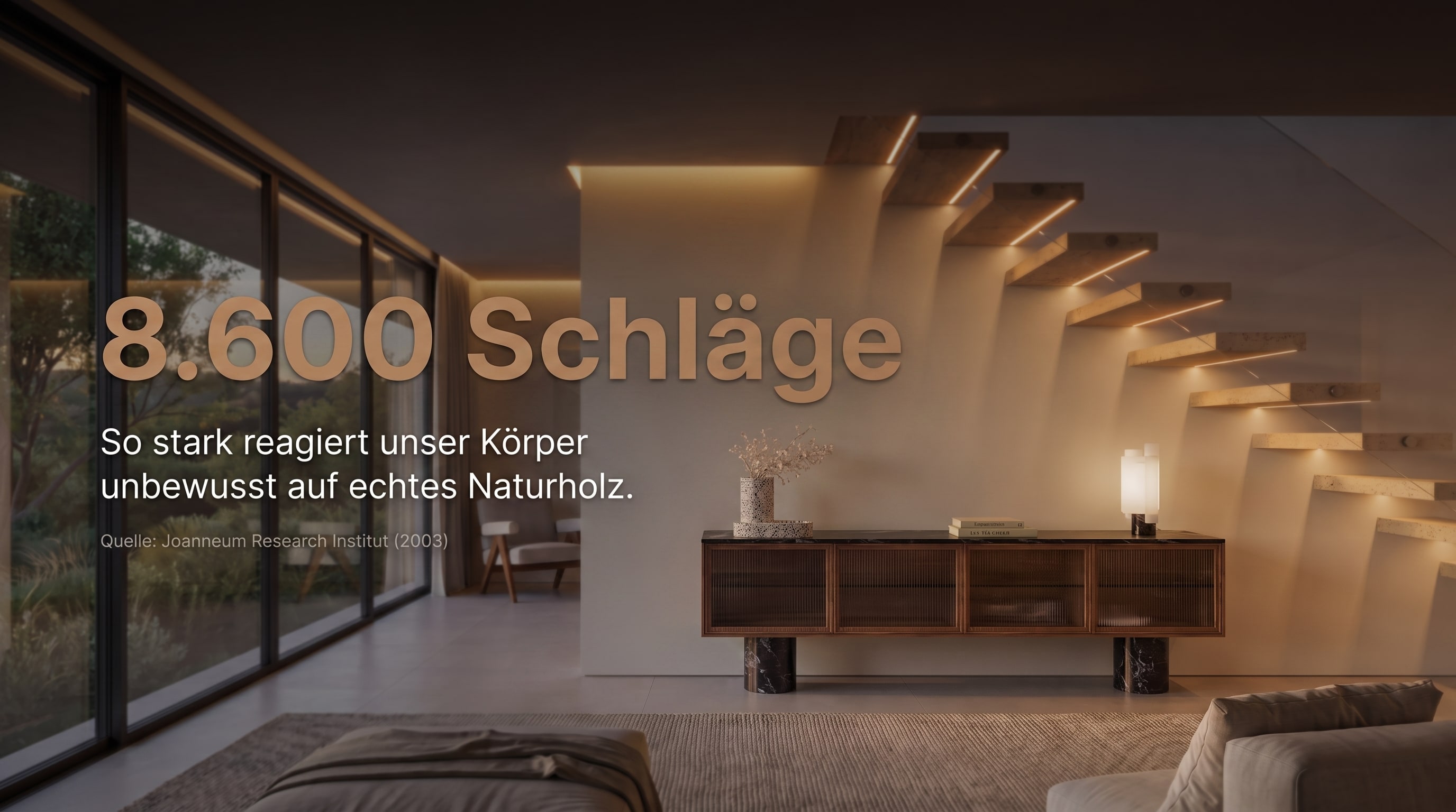 8.600 Schl&auml;ge &ndash; Ecco quanto intensamente il nostro corpo reagisce inconsciamente al vero legno naturale.
