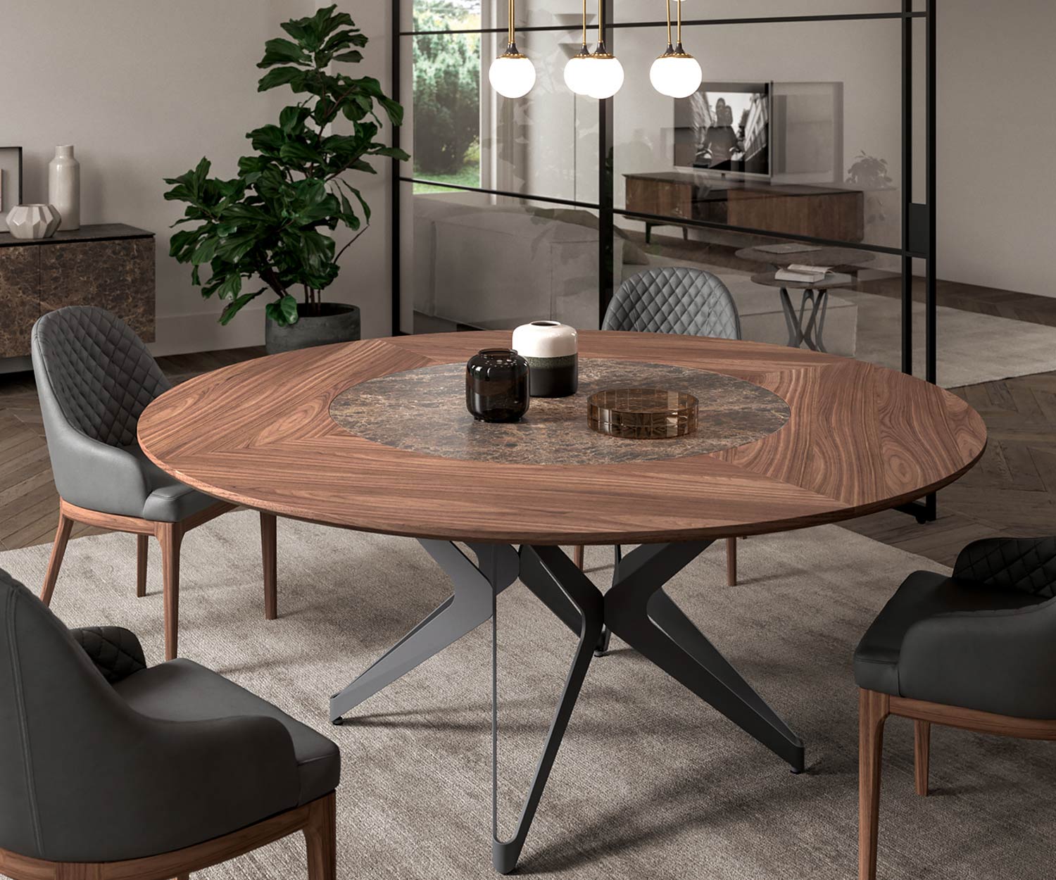 Funktionaler Ozzio Design Esstisch DNA T254 drehbare innere Tischplatte Funktionaler Ozzio Design Esstisch DNA T254 drehbare innere Tischplatte