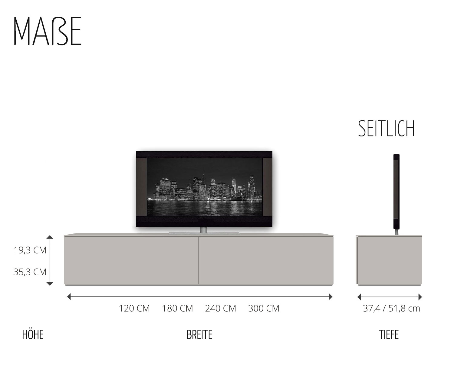 Box Design Design Lowboard Maße 120 300cm Breite