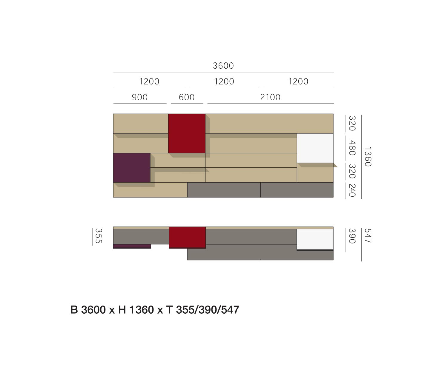 Livitalia Design wall unit C37 Sketch Dimensions Sizes Size specifications Livitalia Design wall unit C37 Sketch Dimensions Sizes Size specifications