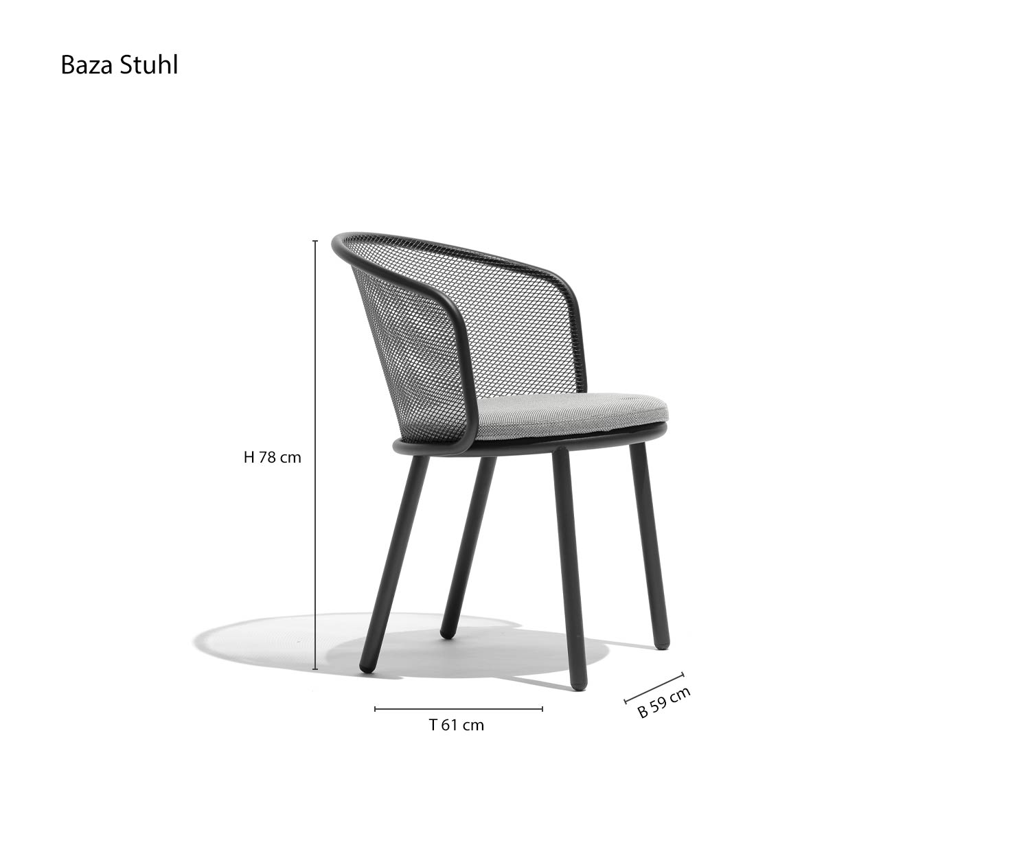 Todus Baza Outdoor Stuhl Skizze Maße Größen Größenangaben