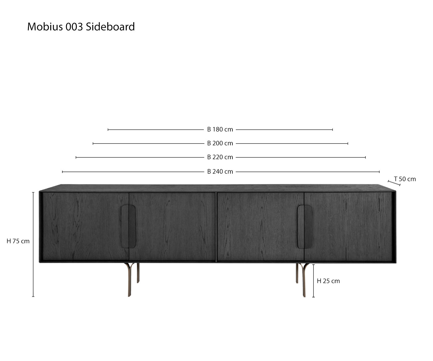 Designer Sideboard Mobius 003 von al2 Skizze Maße Größen Größenangaben