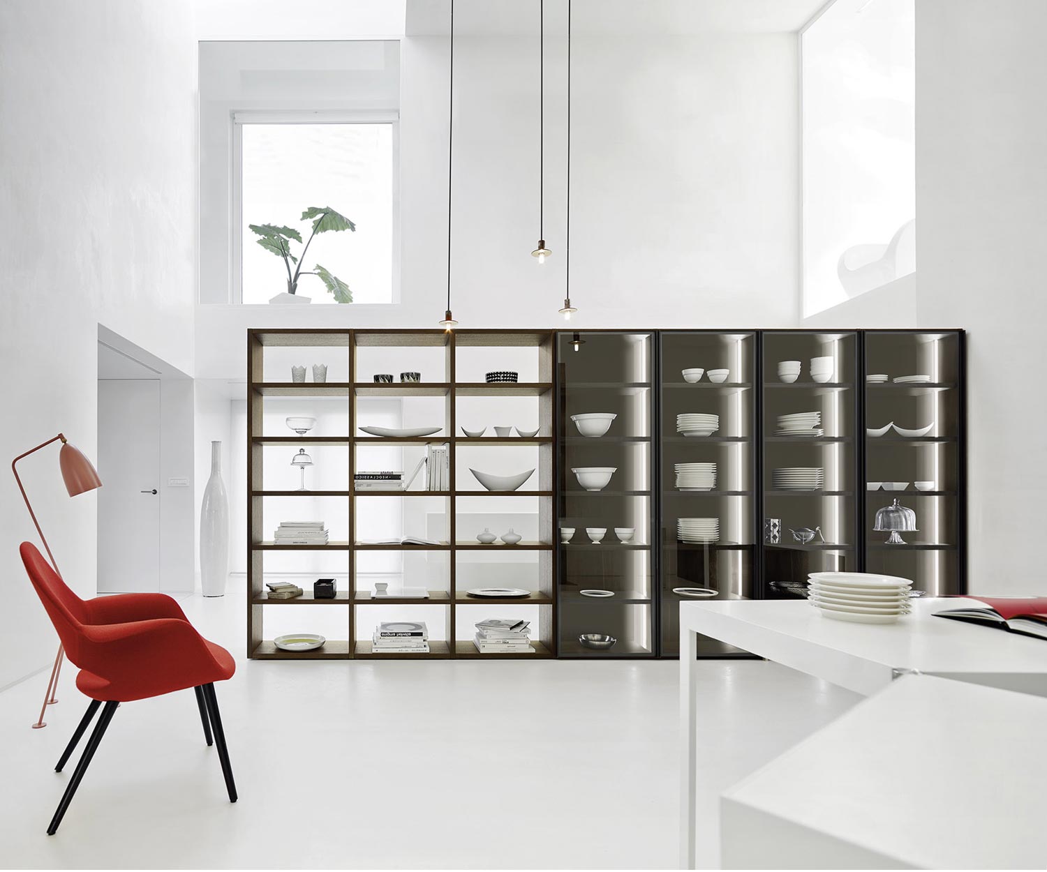 Exklusives Livitalia Design Bücherregal Glastüren Raumteiler C91 Exklusives Livitalia Design Bücherregal Glastüren Raumteiler C91