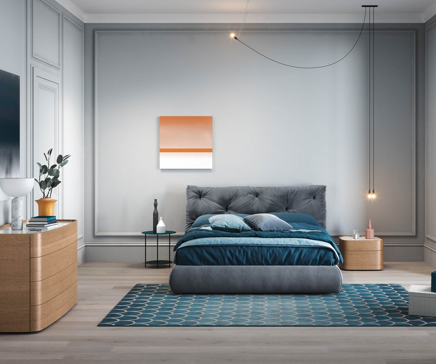 Exclusive Novamobili Design upholstered bed Modo with bed base