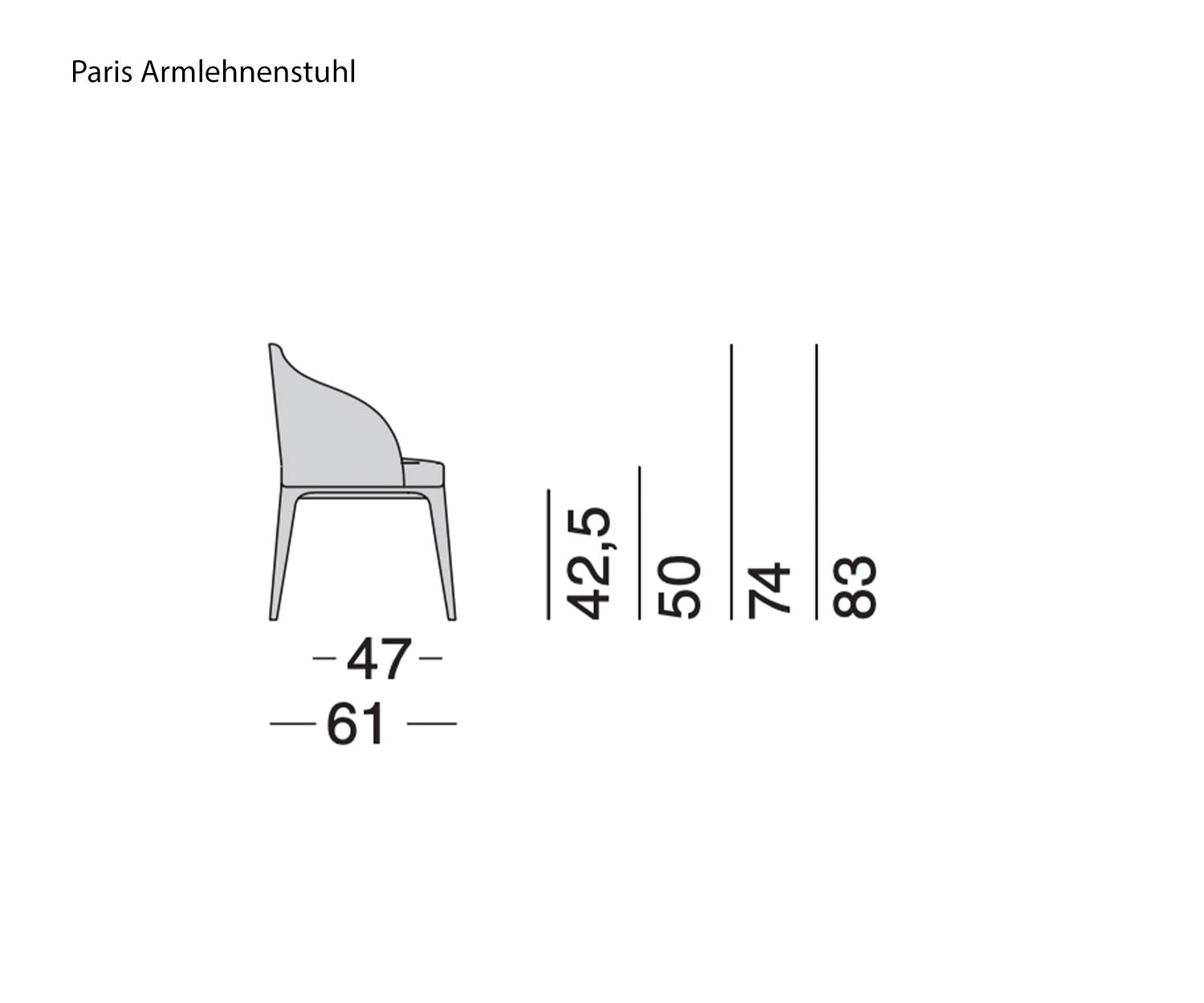 Marelli Paris Armchair Sketch Dimensions Sizes Sizes