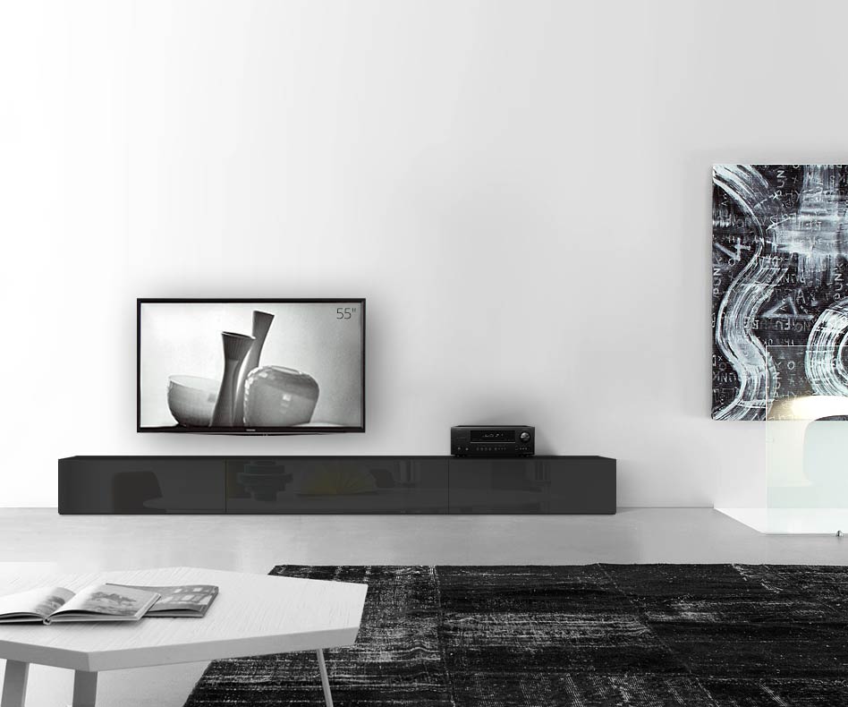 /Design Lowboard Boden B300 H35 glanz schwarz /Design Lowboard Boden B300 H35 glanz schwarz