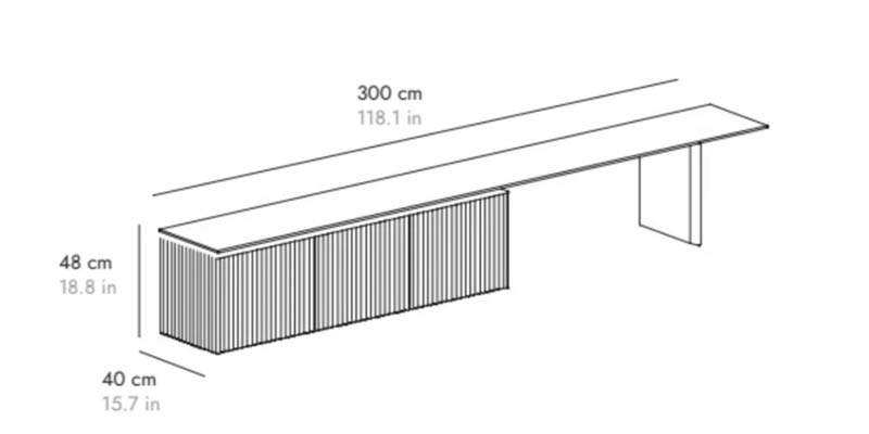 W 300 cm 3 doors under bench