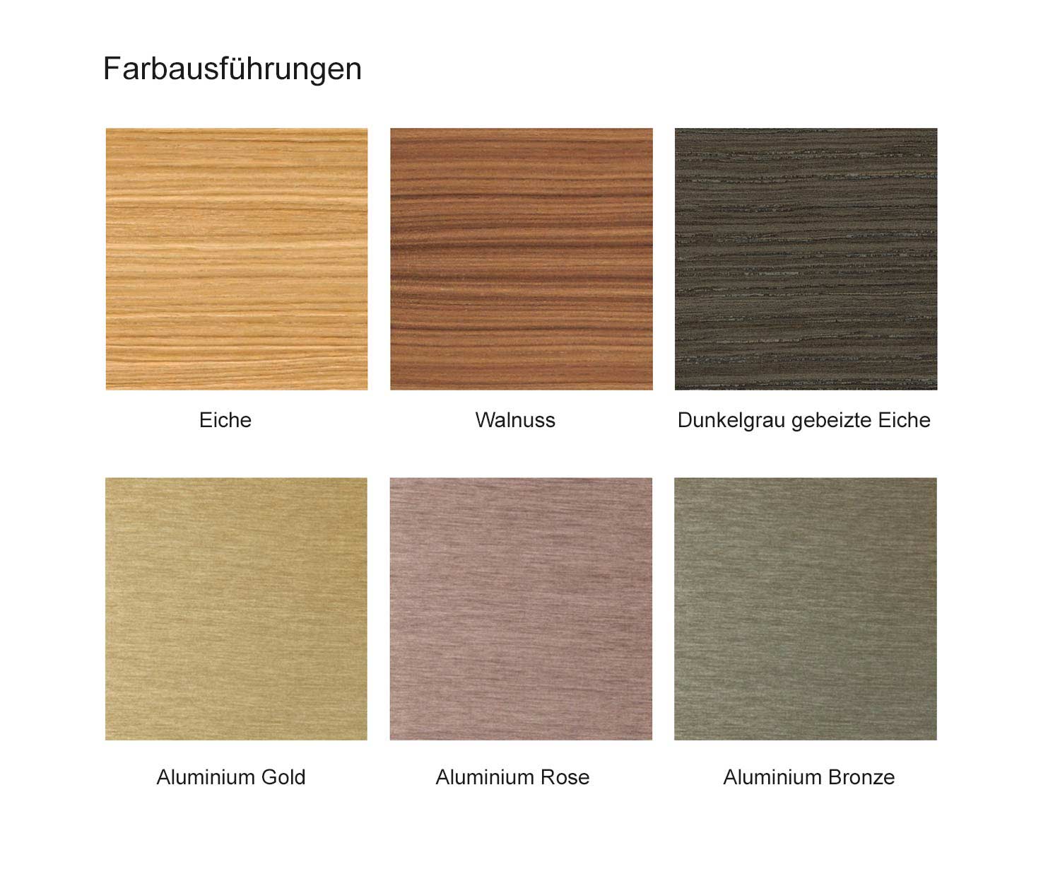 Design Sideboard Holzarten und Farben Aluminium Finish Aluminium Gold