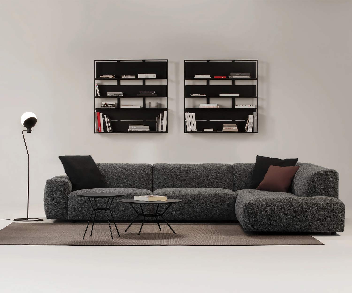 Prostoria Cloud fabric dark grey Tundra chaise lounge right Prostoria Cloud fabric dark grey Tundra chaise lounge right