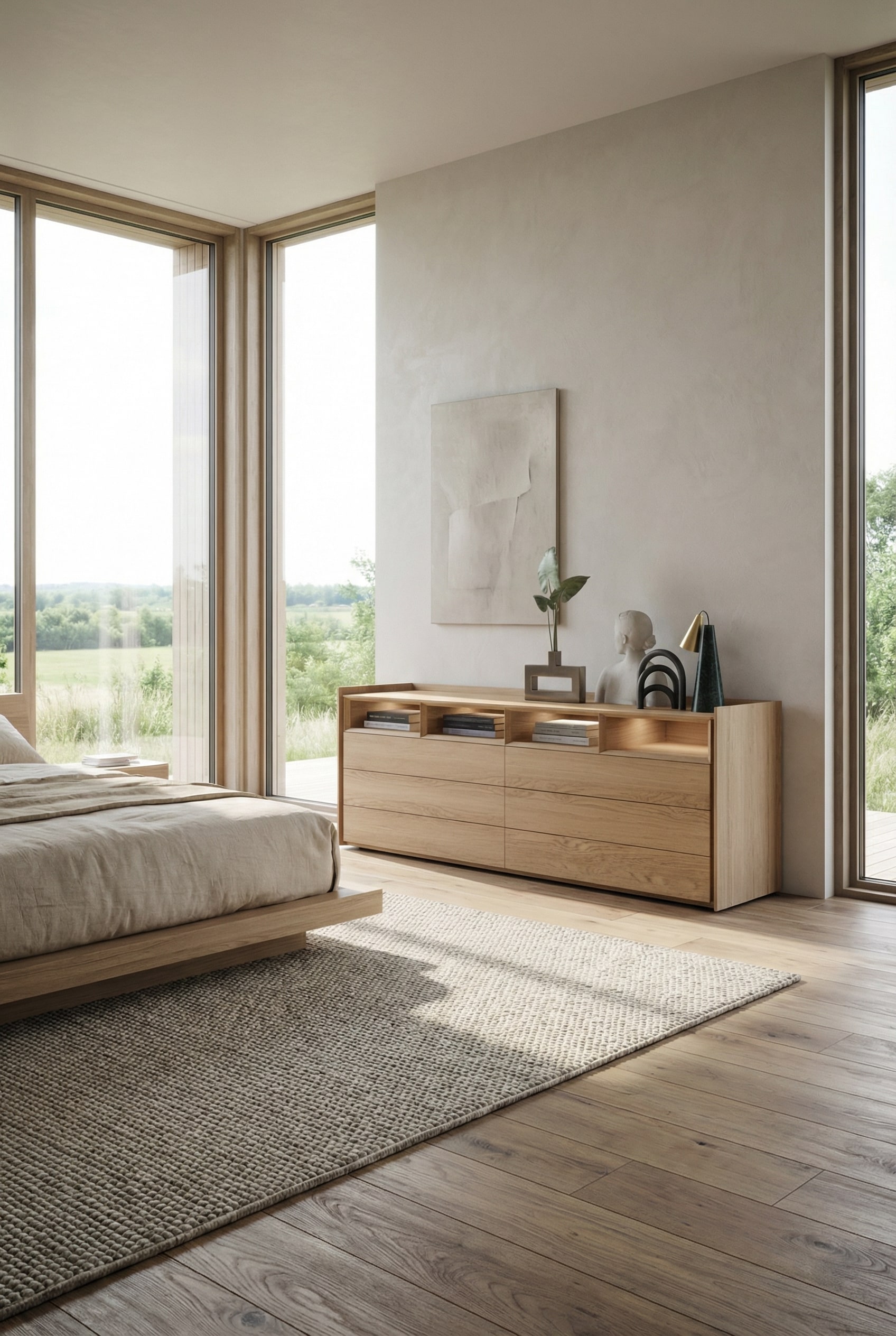 Greeploze Novamobili Ladekast Sly in een rustige, opgeruimde slaapkamer. Greeploze Novamobili Ladekast Sly in een rustige, opgeruimde slaapkamer.