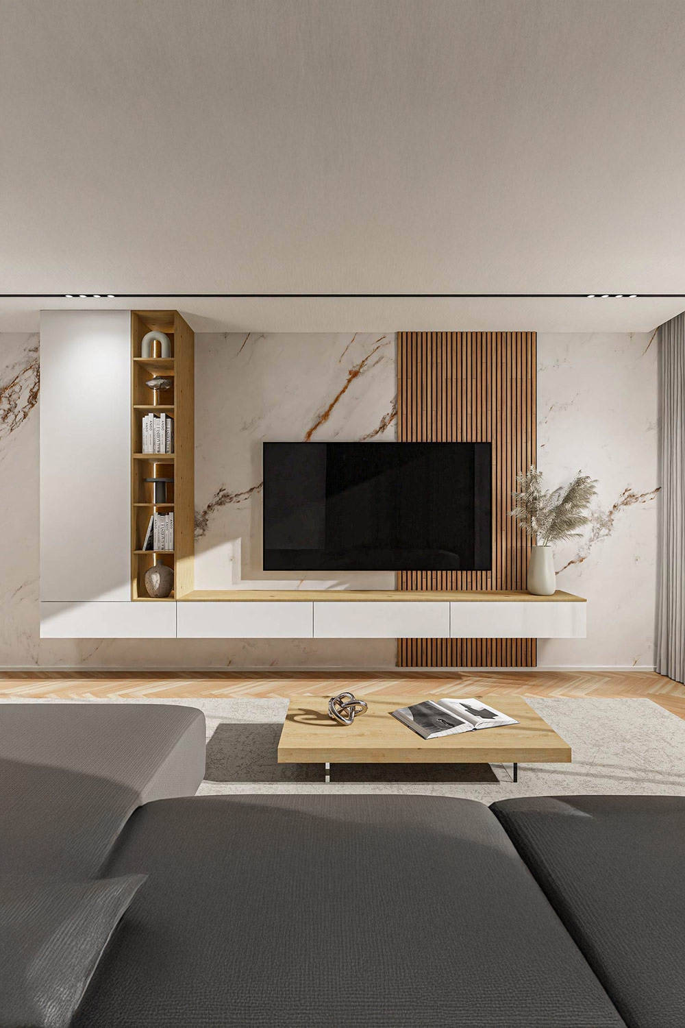 harmonische-kontraste-durch-die-kombination-aus-grauem-sofa-und-heller-wohnwand