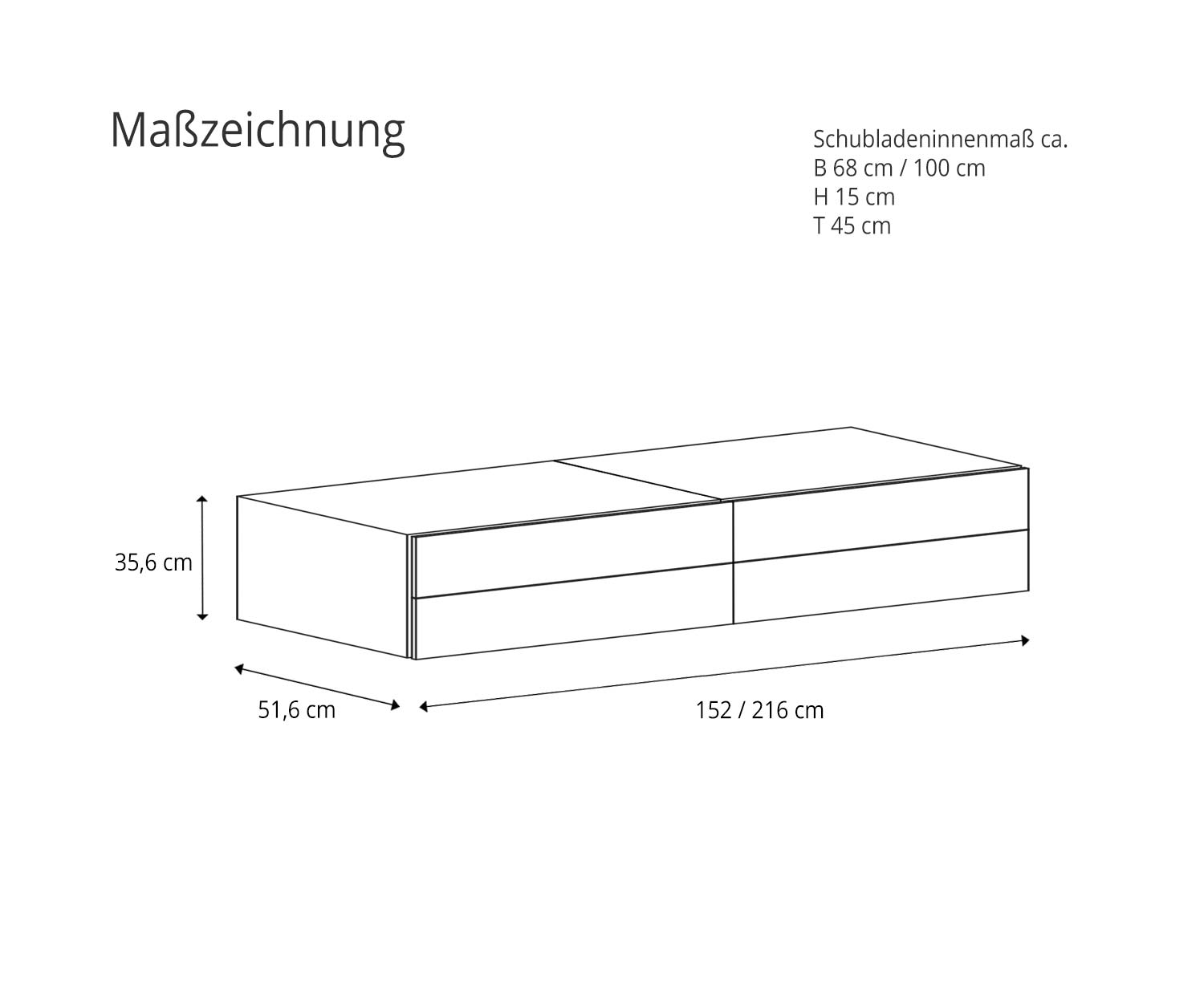 Novamobili Easy 4 wall-mounted chest of drawers Dimensional drawings