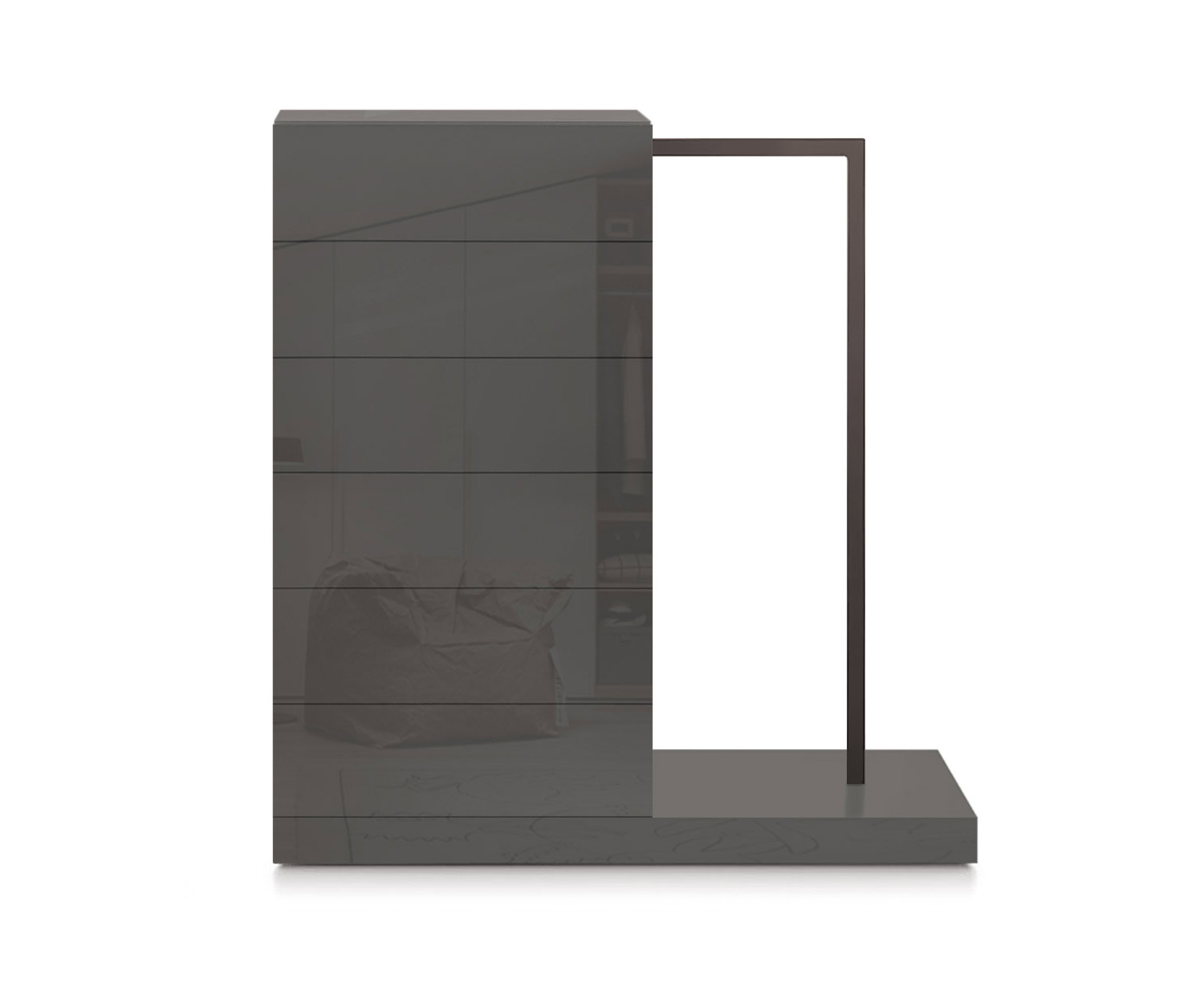 Novamobili Hochkommode Easy6 + Garderobe rechts B54cm glanz quarz410 