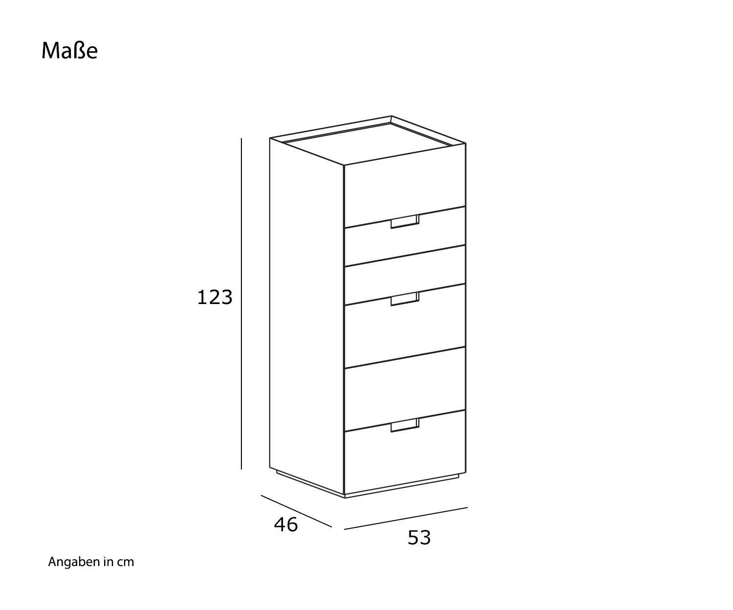 Novamobili Quarantacinque high chest of drawers sketch dimensions