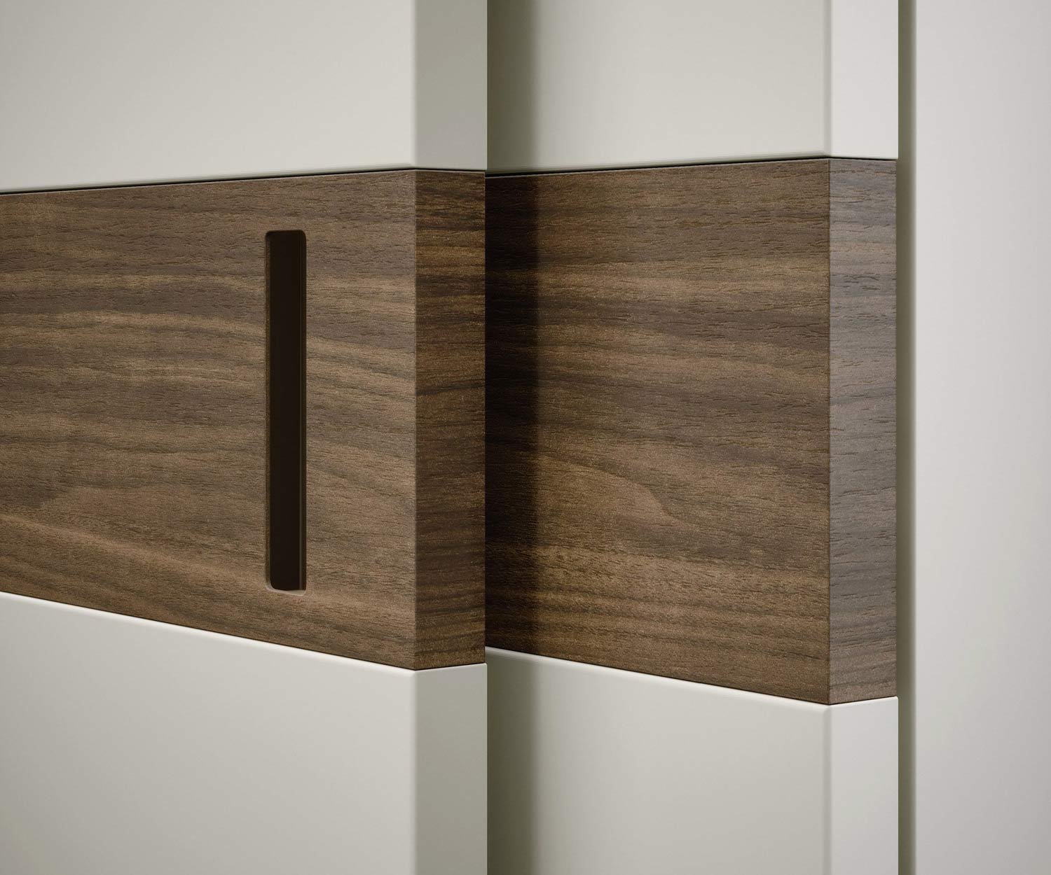 Novamobili Class wardrobe with sliding+open handle in walnut