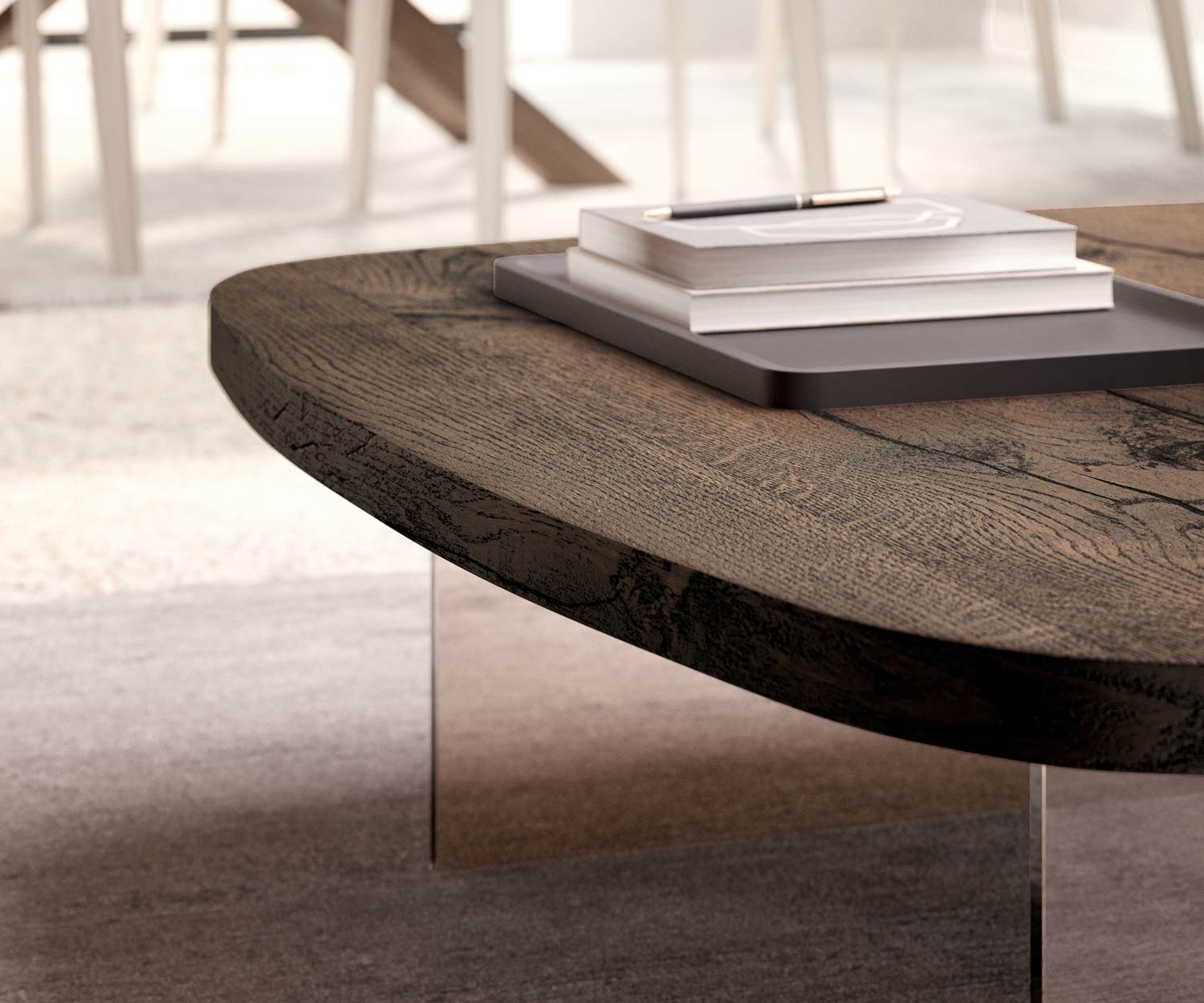 Modern design coffee table glass legs light oak natural table top Modern design coffee table glass legs light oak natural table top