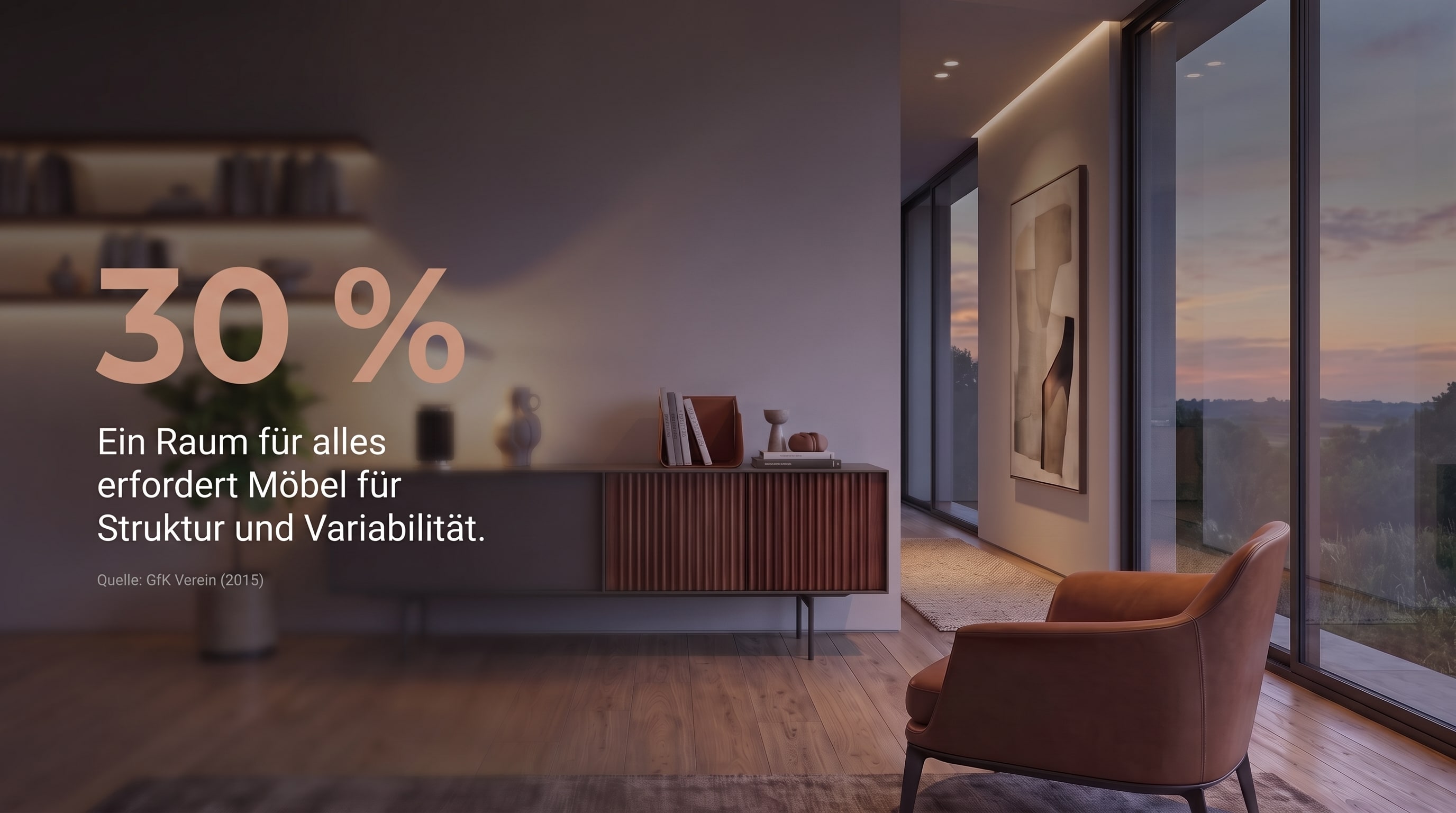30 % – Ein Raum für alles erfordert Möbel für Struktur und Variabilität.