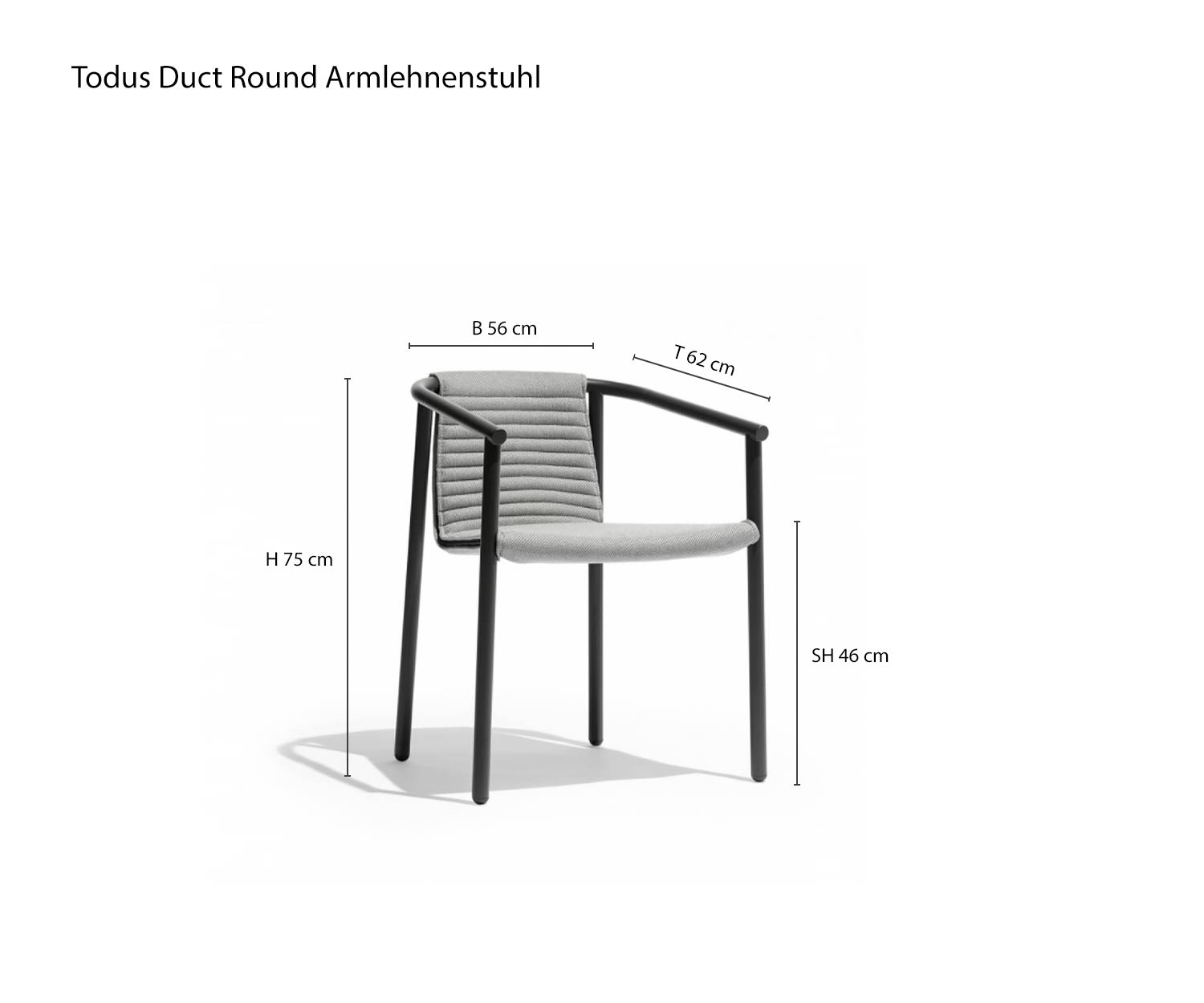 Skizze Maße Duct Round Design Gartenstuhl