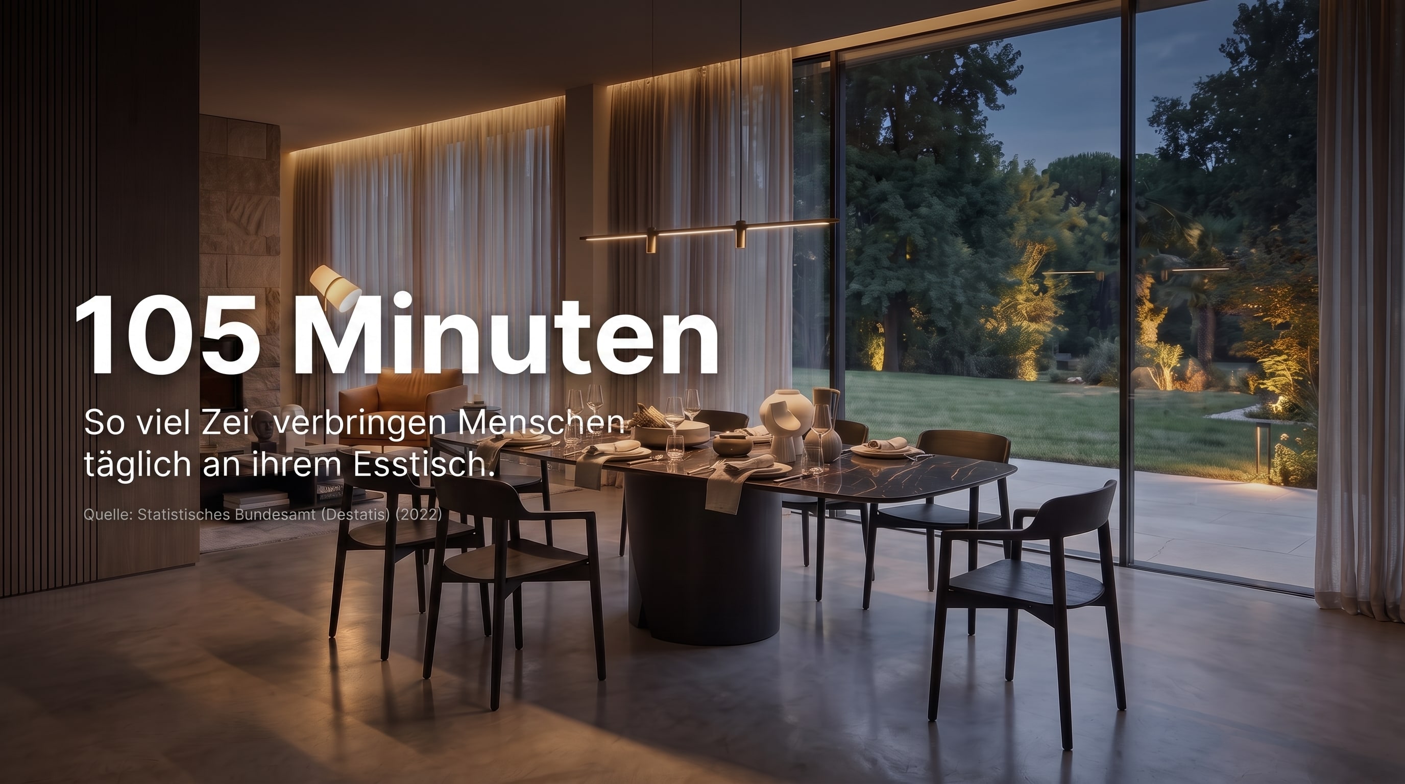 105 Minuten &ndash; Il tavolo da pranzo viene utilizzato quotidianamente per un lungo periodo.