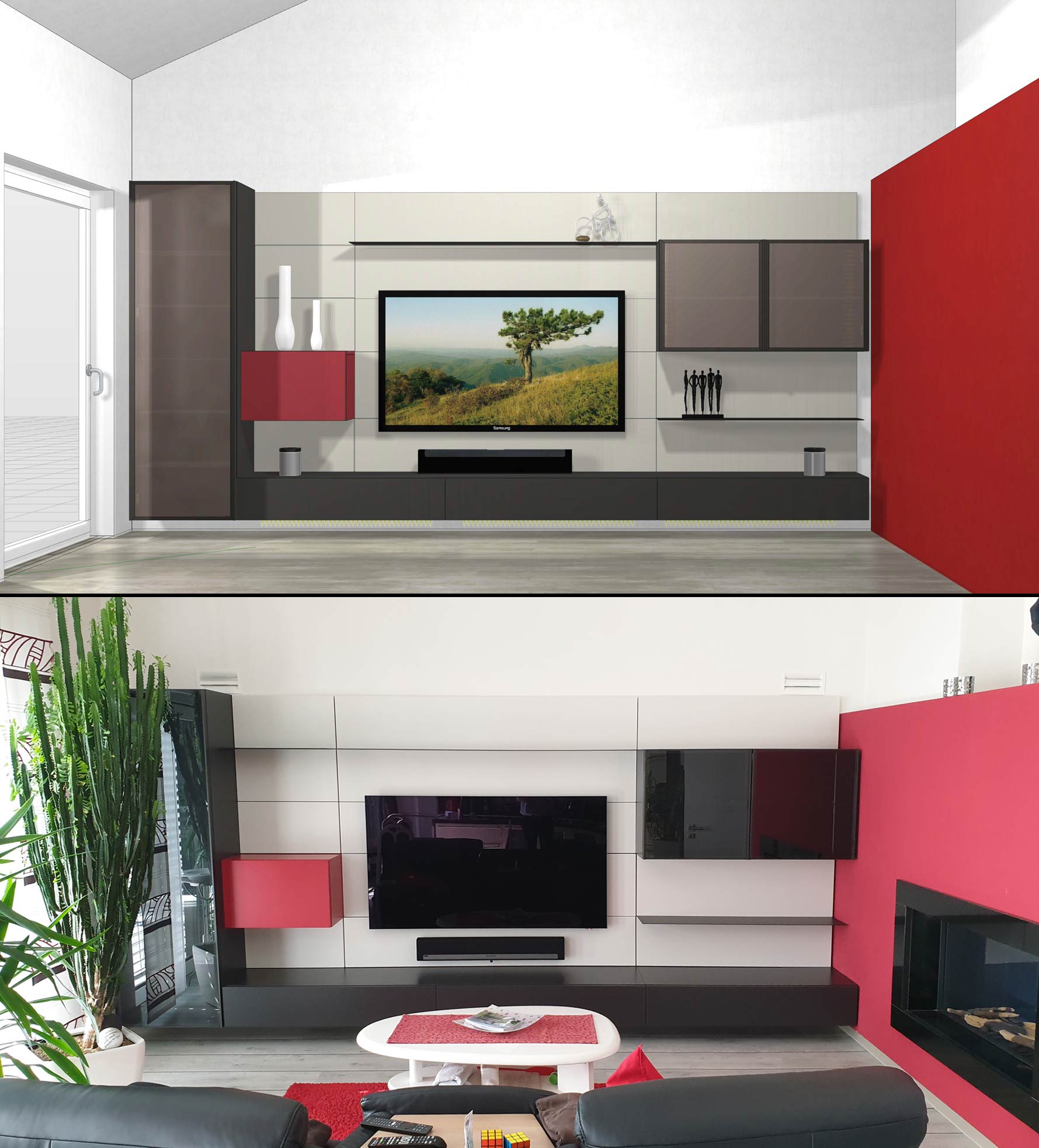 Floating wall unit with TV panel Floating wall unit with TV panel