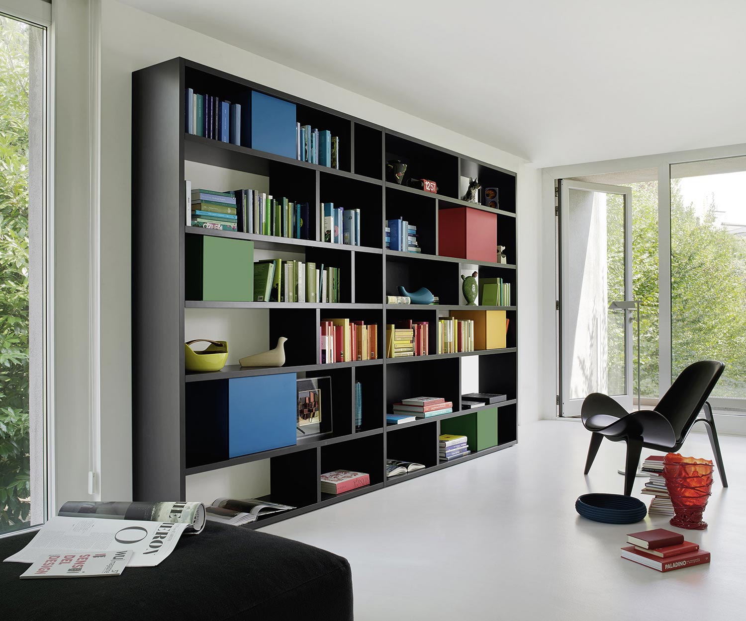 Exklusives Livitalia Design Bücherregal C85 in Schwarz Exklusives Livitalia Design Bücherregal C85 in Schwarz