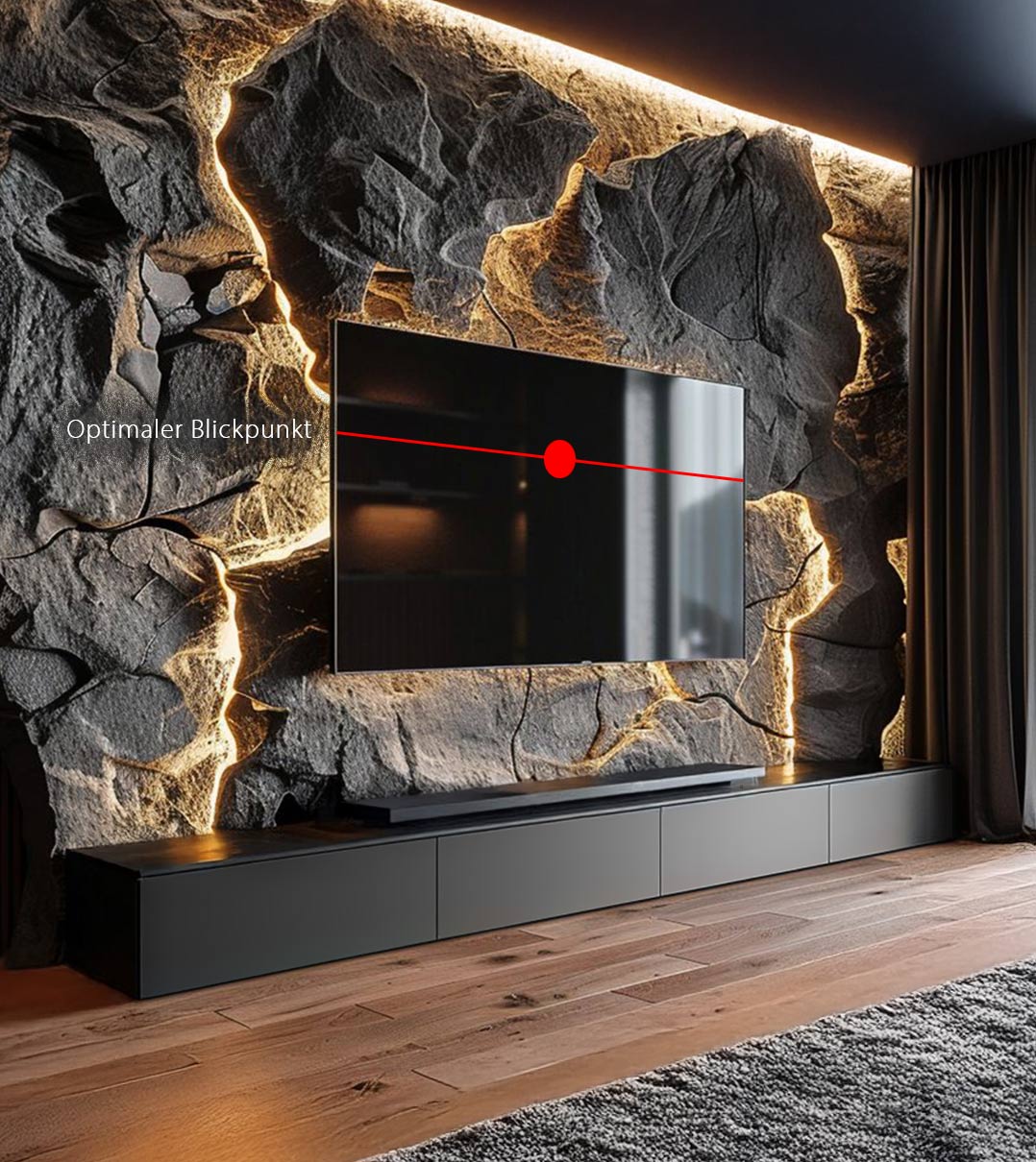 hoehe-fernseher-wand-Optimaler-Blickpunkt-Fernseher