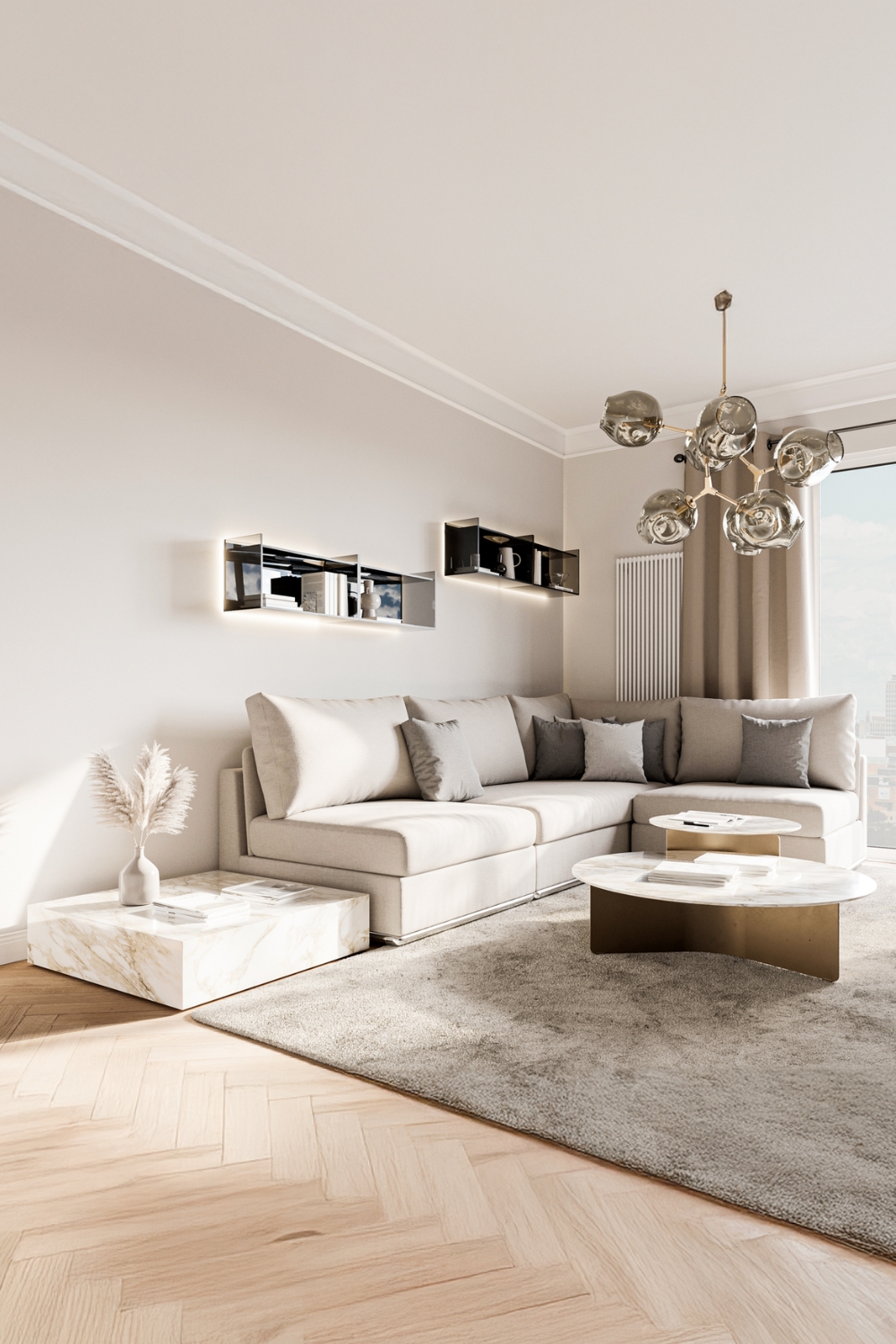 Ecksofa mit Zierkissen