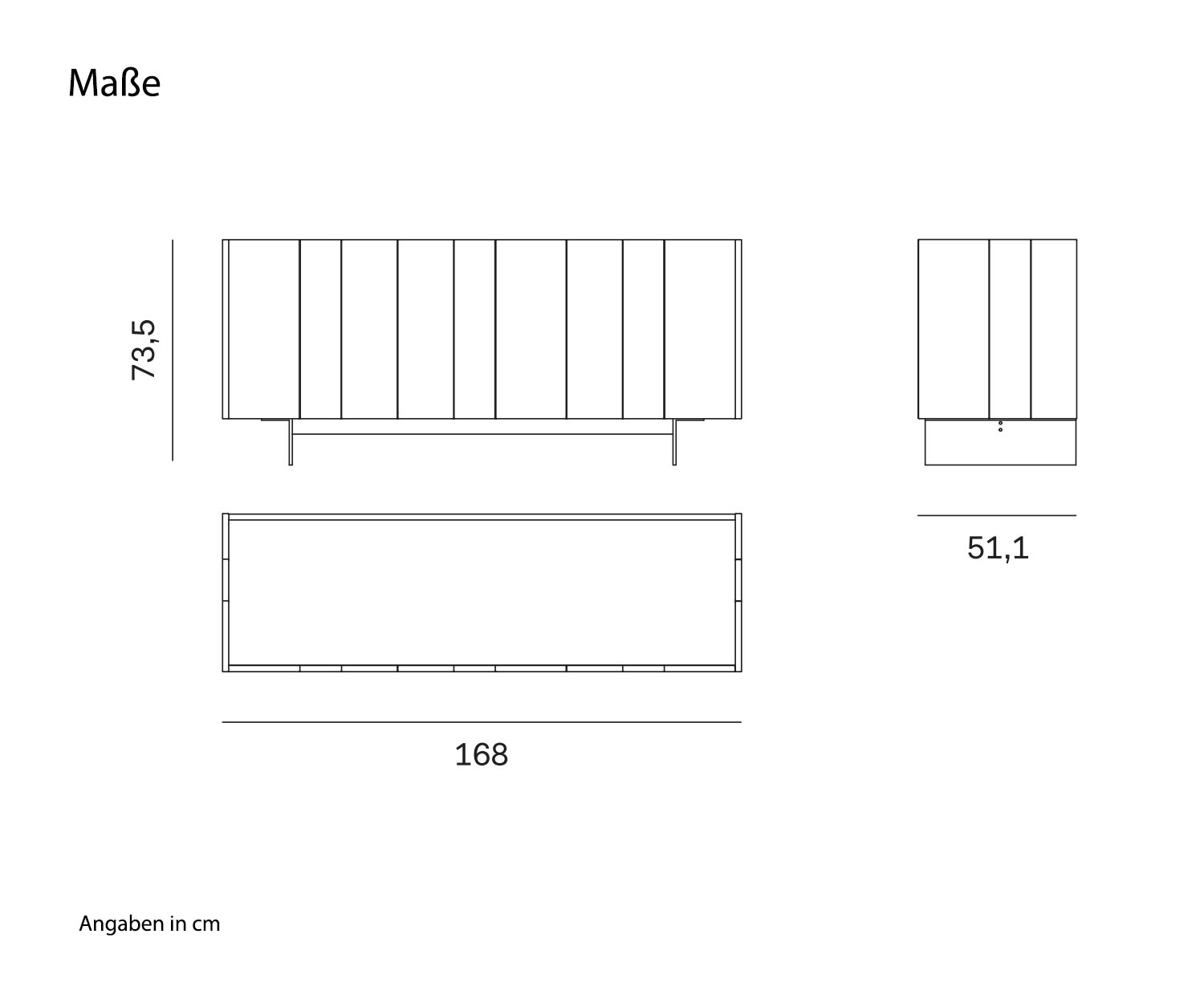 Novamobili Design Sideboard Stripe 3 Skizze Maße