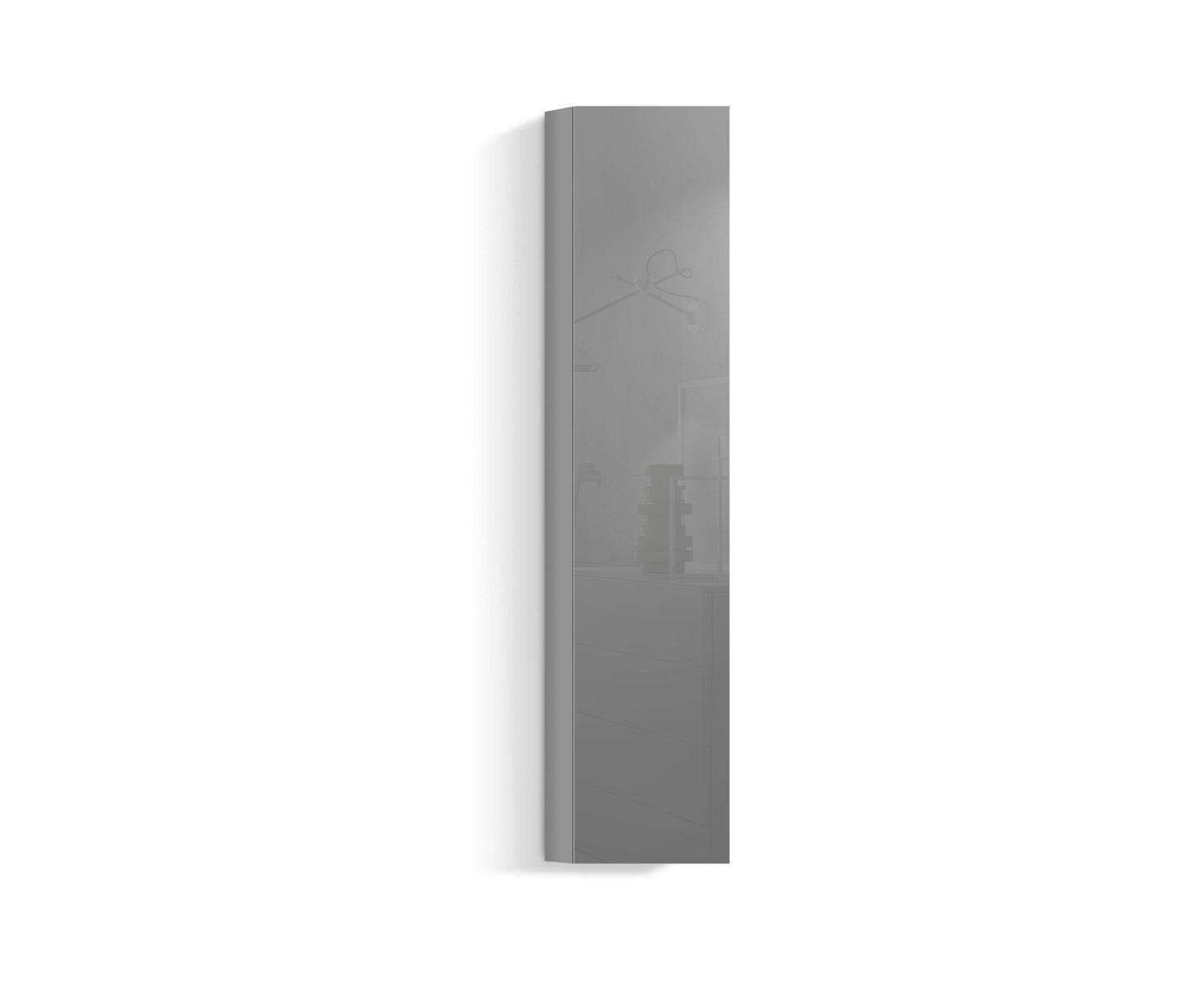 Design Wohnzimmer Hängeschrank Vertikal H160 B30 hellgrau430