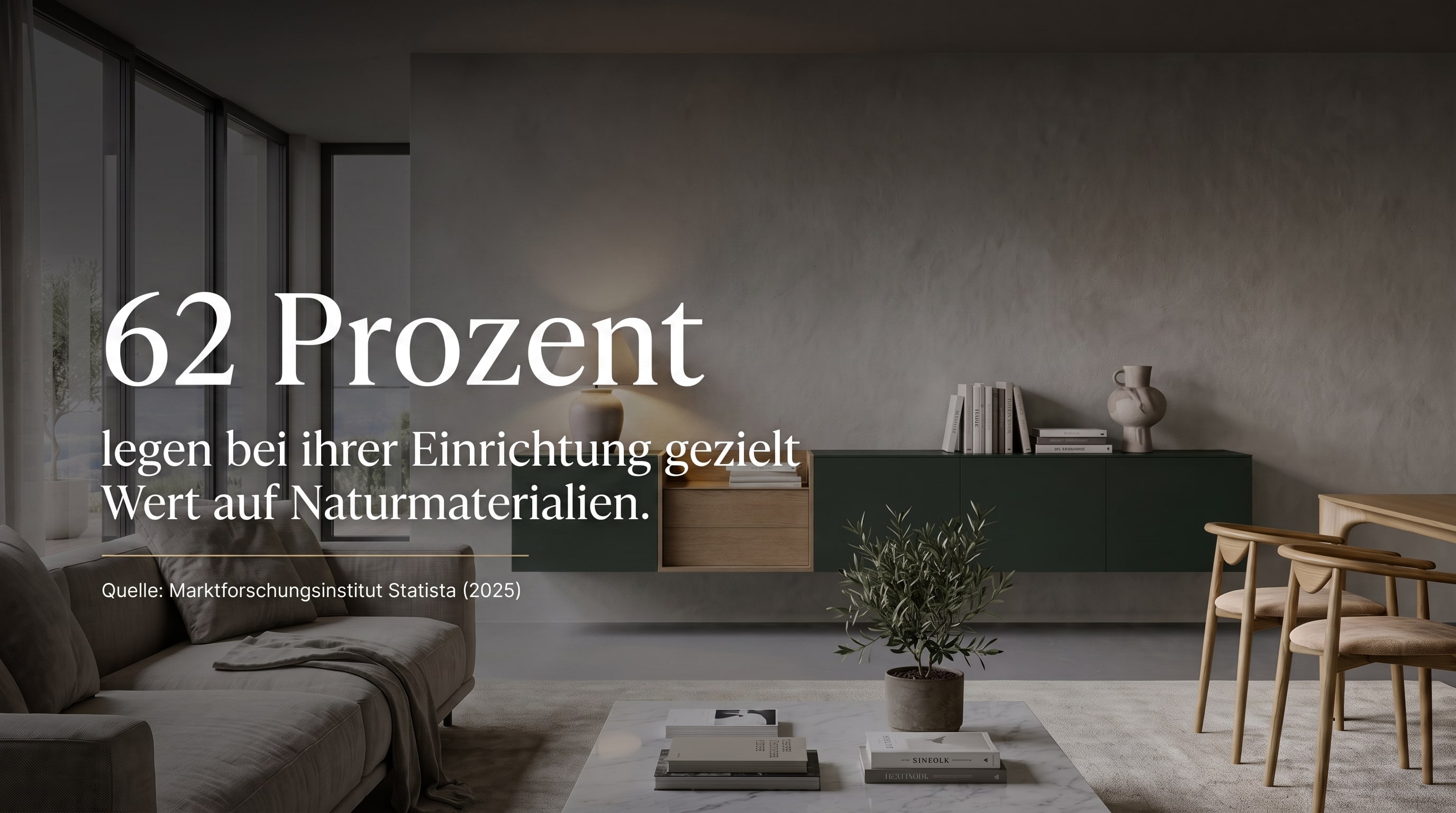 62 Prozent – 62 percent deliberately value natural materials in their home decor.