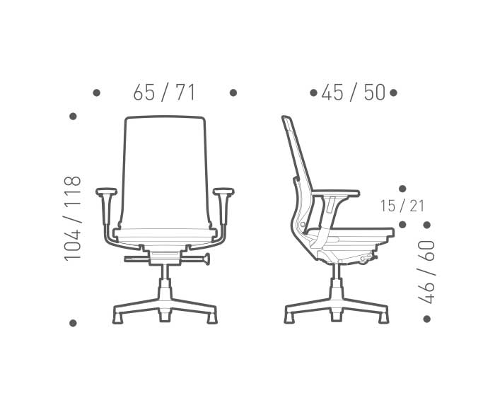 Design Home Office Stuhl ICF Pyla Skizze Größe Maße H 60 cm